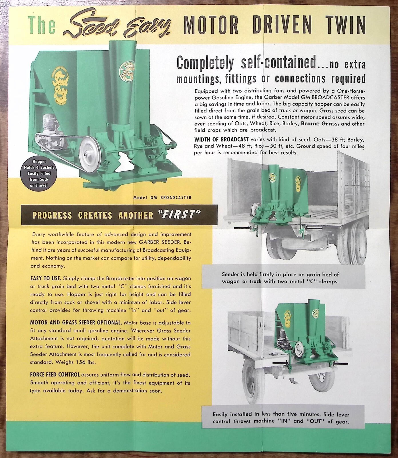 c1950 GARBER POWER SEEDERS TRACTOR MOUNTED ST PARIS OH ADVERTISING FLYER Z6111