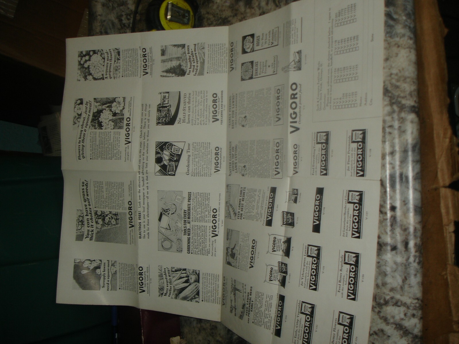 Vintage Vigoro fold out gardening seeds soil ad brochure Old antique