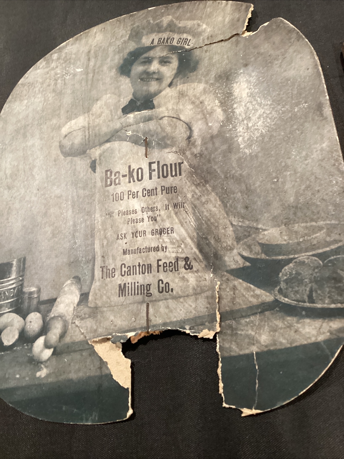 Ba-Ko Flour Canton Feed & Milling Co broken Paper Fan Ad