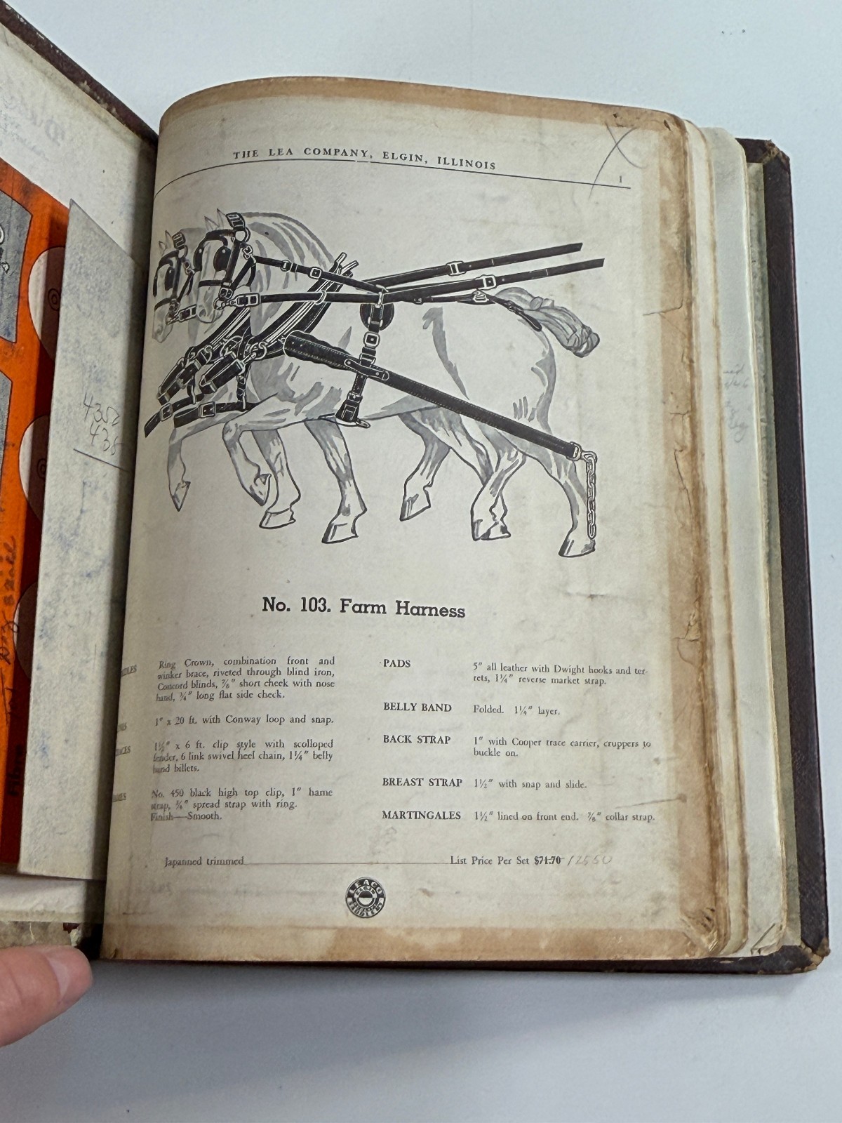 RARE 1890 Lea Co Horse Harness & Implement Catalog Book Saddles Elgin Illinois