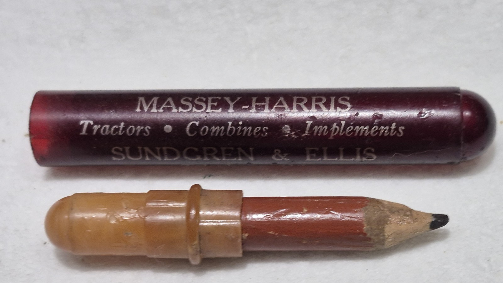 « MASSEY-HARRIS * Sungren & Ellis & Phone 312 * Greensburg, Kansas » Bullet Pencil