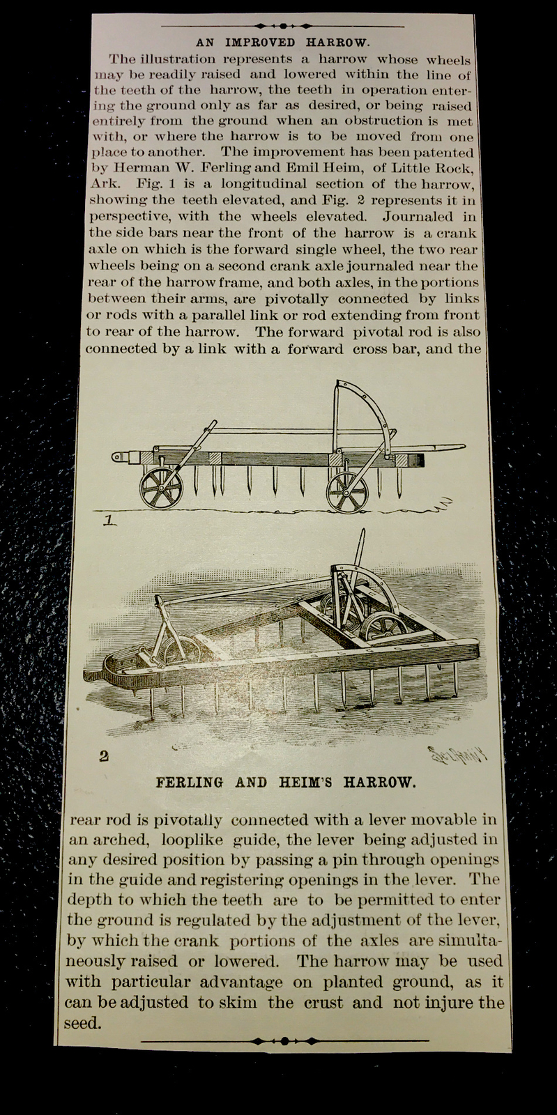 1896 Ferling & Heim Farm Engraving Advertising & Article – Little Rock Arkansas