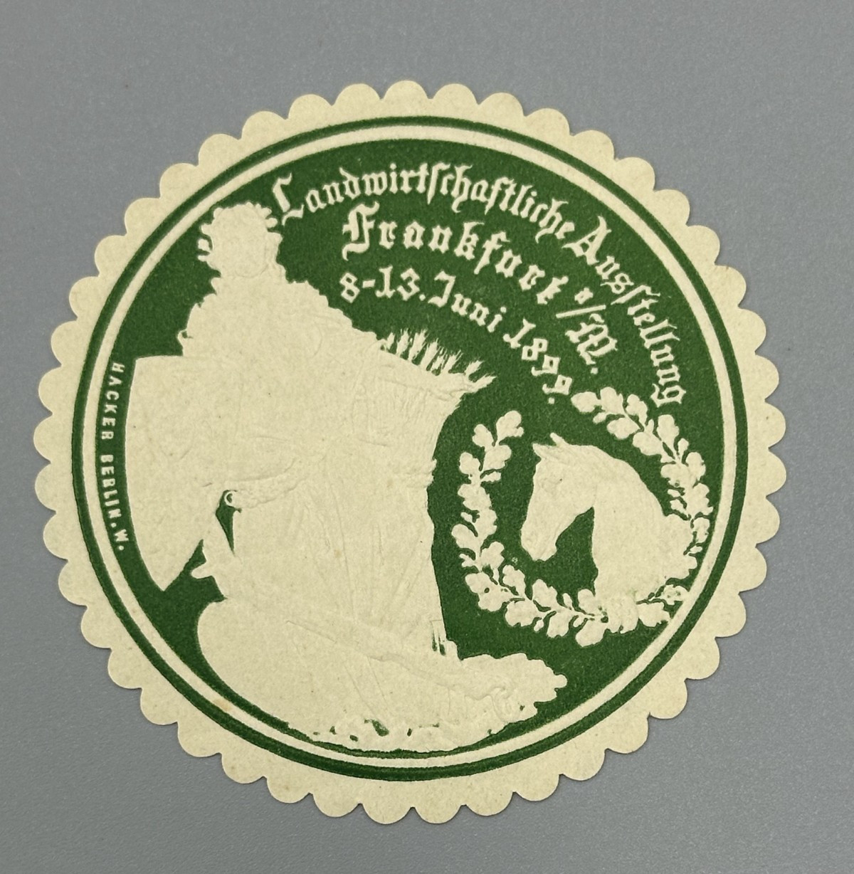 1899 FRANKFURT Germany FARM EXPO Agricultural Advertising POSTER STAMP Cinderela