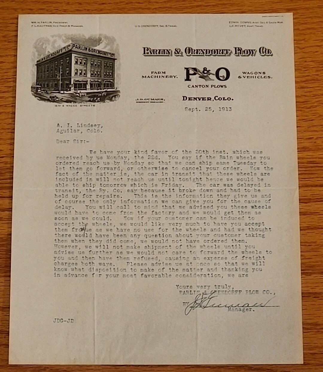 Parlin and Orendorff P&O Plow Co Letterhead 3x 1913 1915 1919