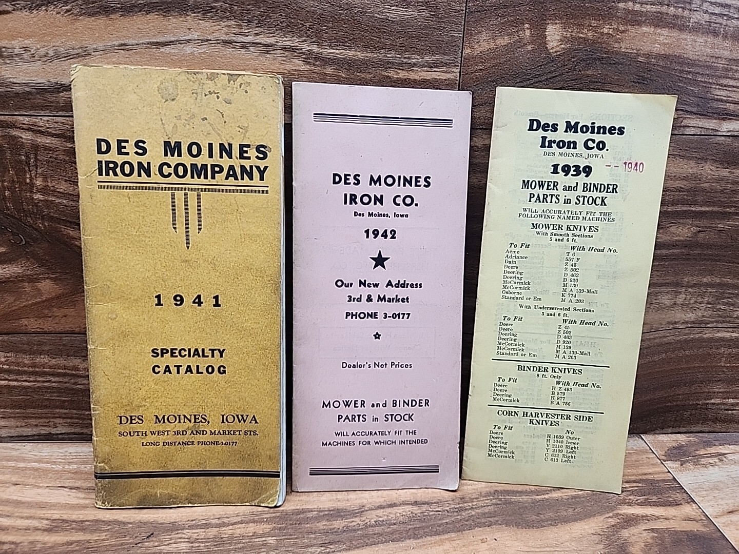 1939 1941 1942 Des Moines Iron Co Specialty Catalog Mower & Binder Parts