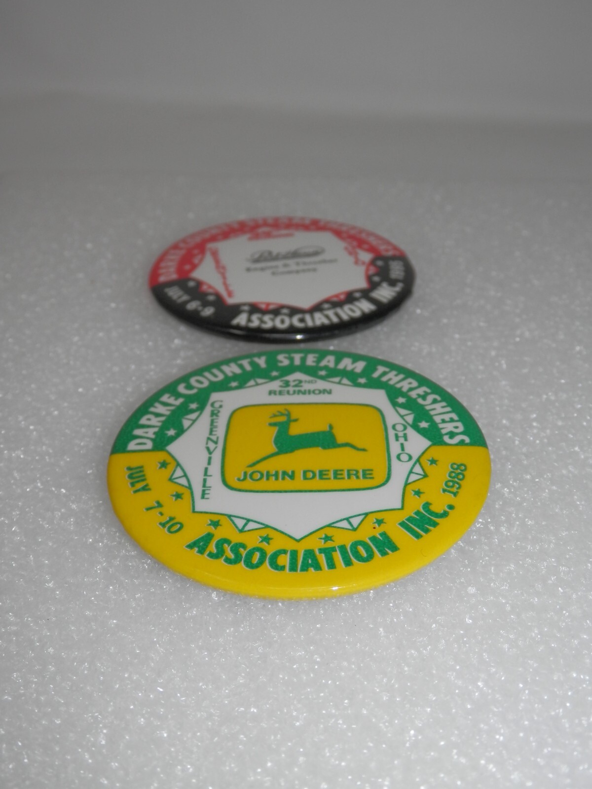 Vintage Darke County Steam Threshers Buttons Greenville OH 32nd 39th Pin Pinback
