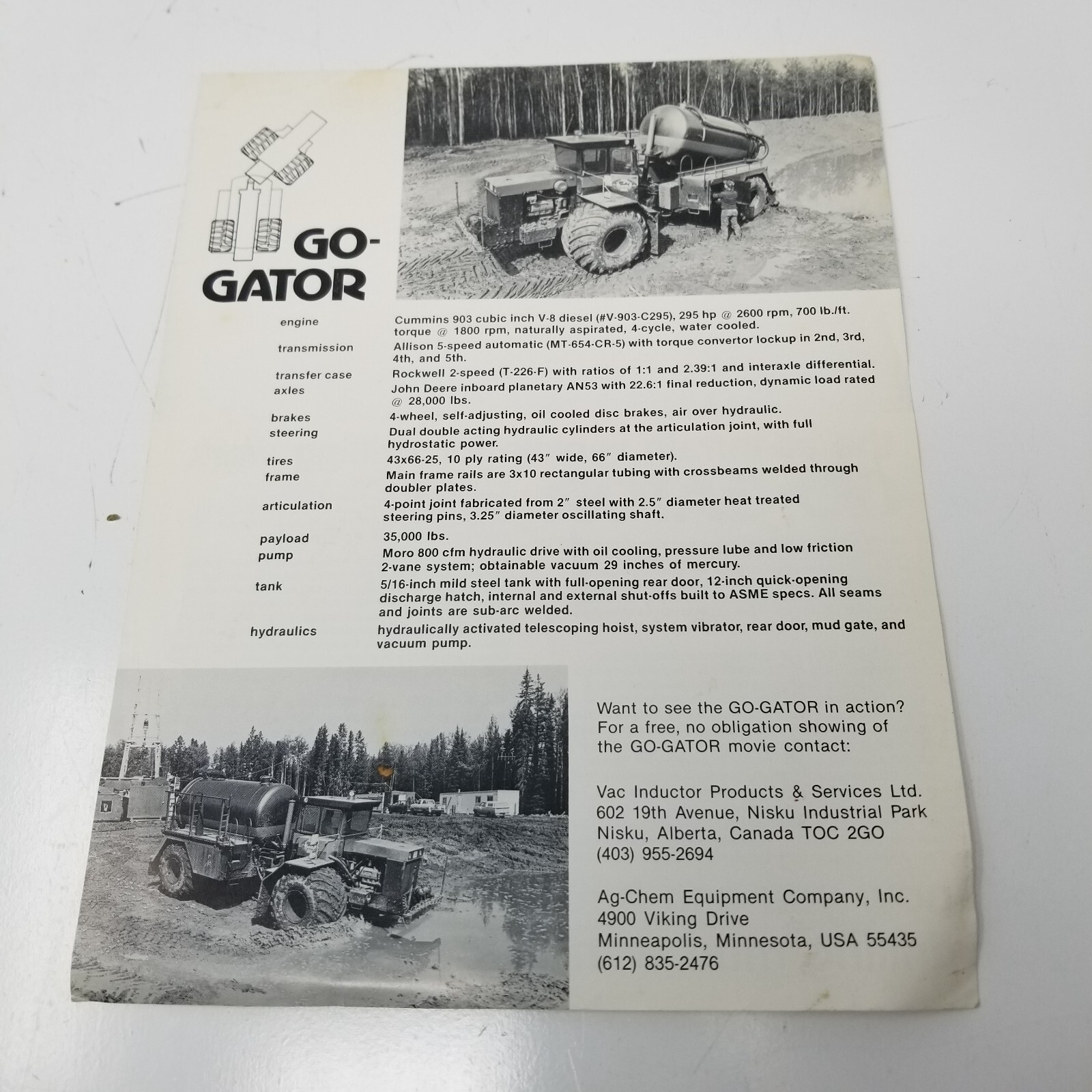 Go Gator All Terrain Vehicle Drilling Work 1984 Ag Chem Specifications Photos