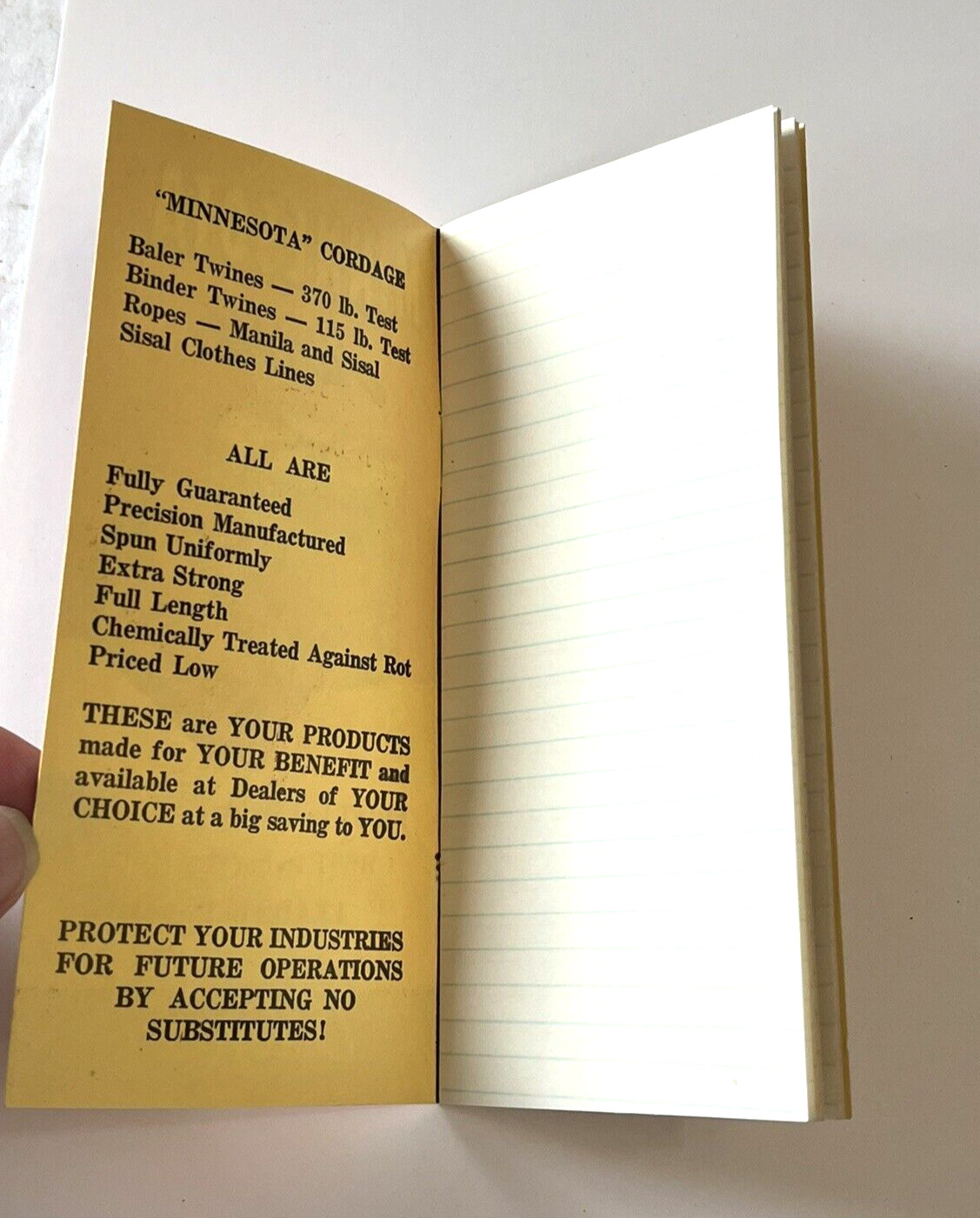 Vintage Minnesota Twine Memo Pad Notebook Advertising Farm MN State Prison