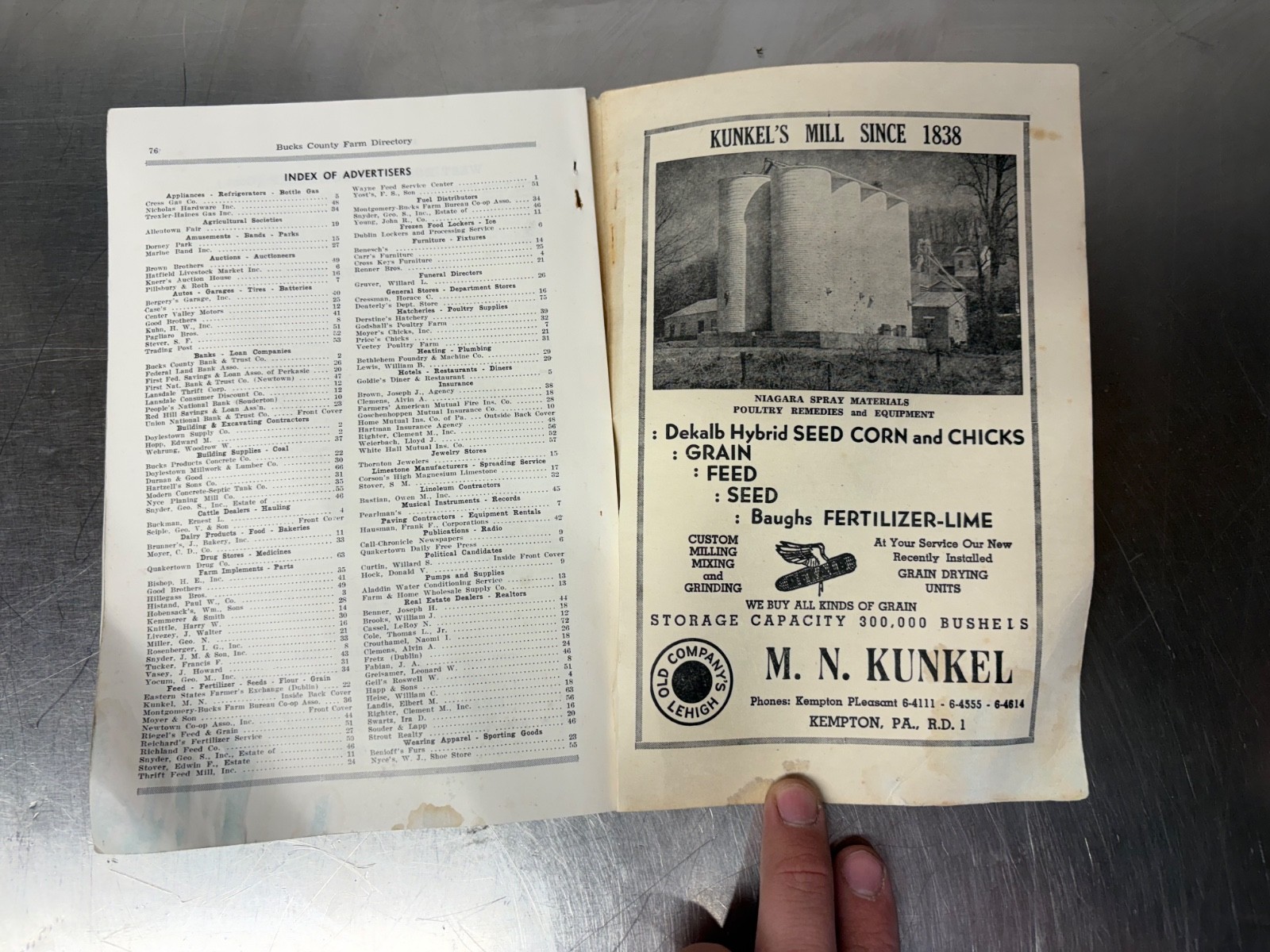 1960 Bitlers Bucks County Pennsylvania Farm Directory