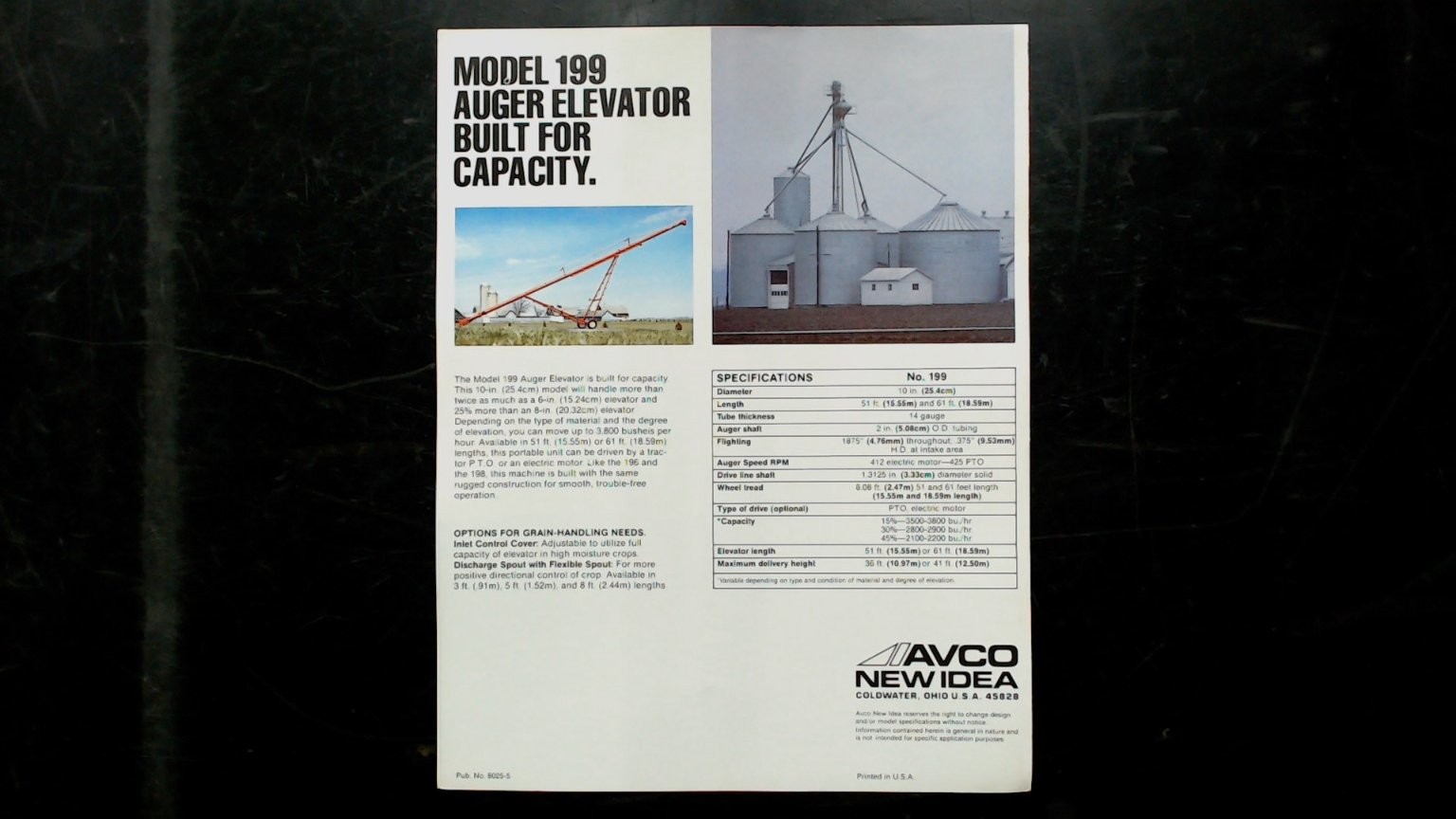 AVCO New Idea Auger Elevators Brochure Vintage Agriculture Equipment