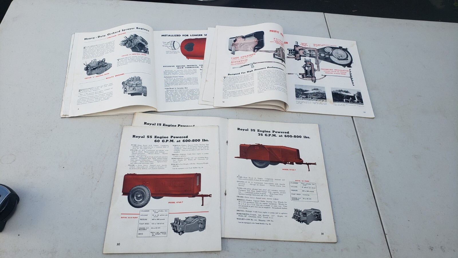 Vtg apple grower John Bean farm sprayers lot 1947-1948-1956