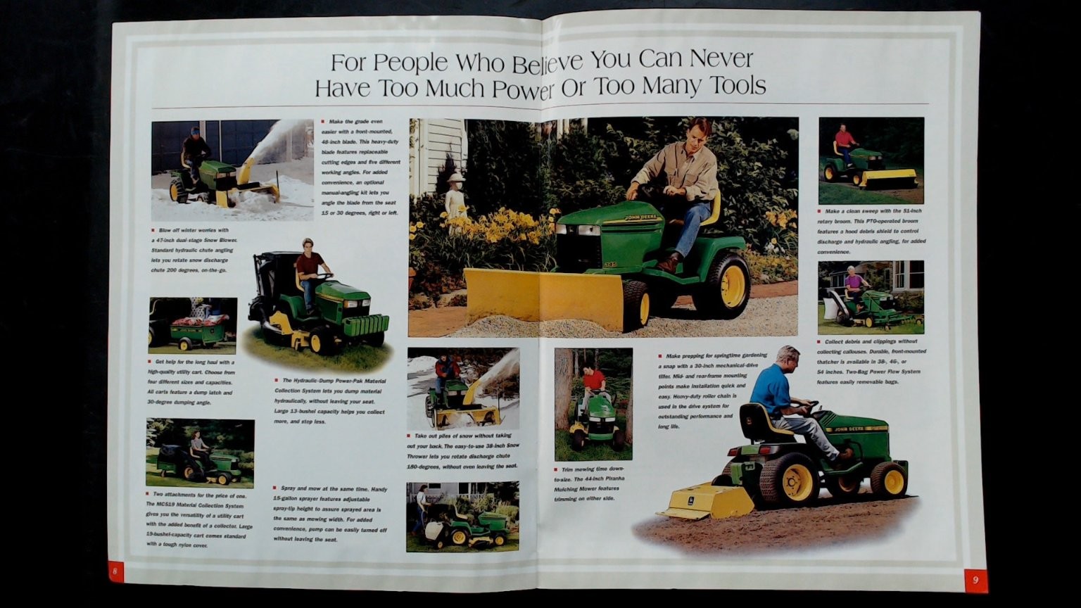 John Deere Lawn and Garden Tractors Brochure Vintage 1984-85 11×8.5in