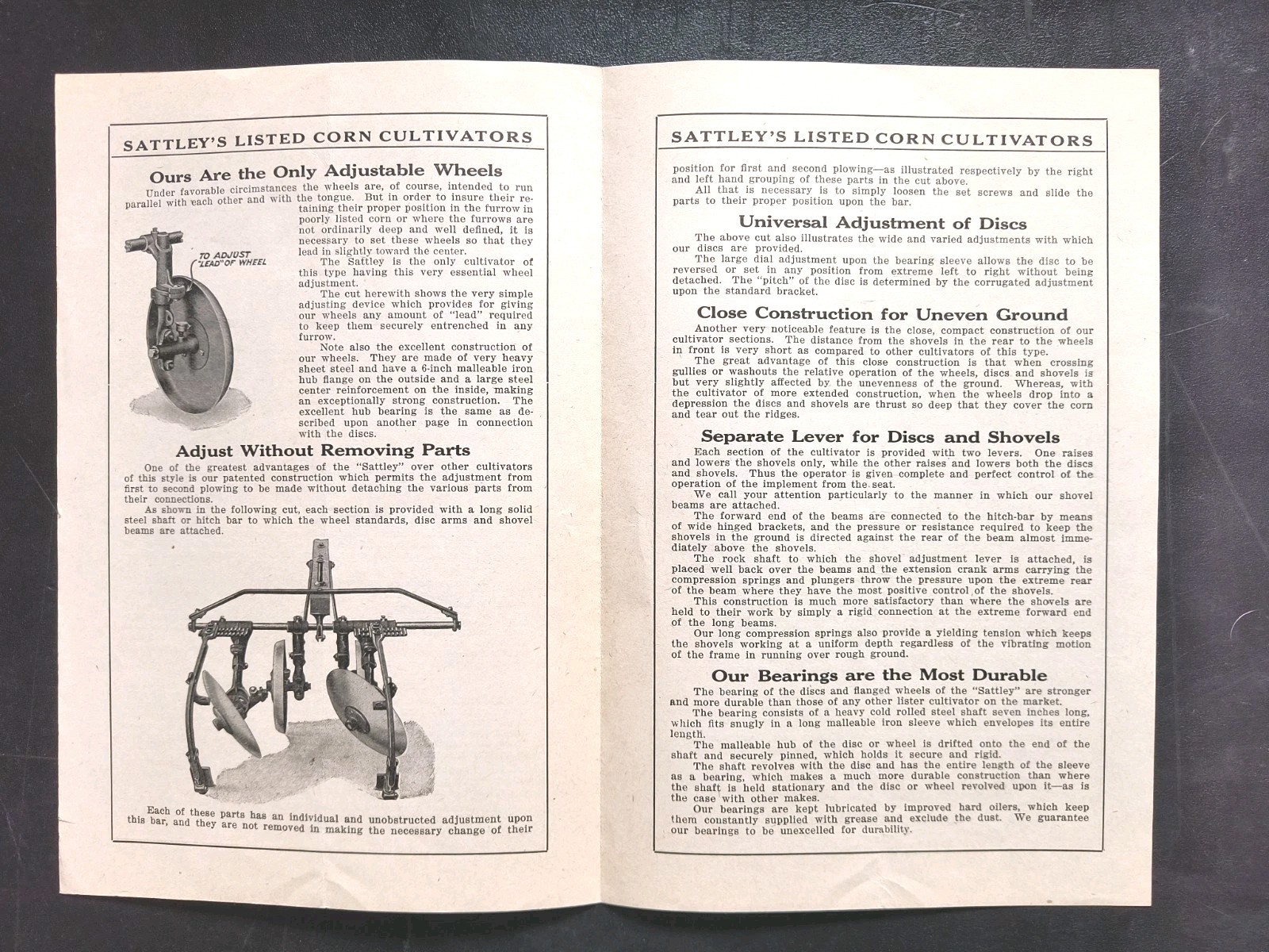 1910s Racine Sattley Farm Plow, Cultivator Lister Sales Brochure Advertising