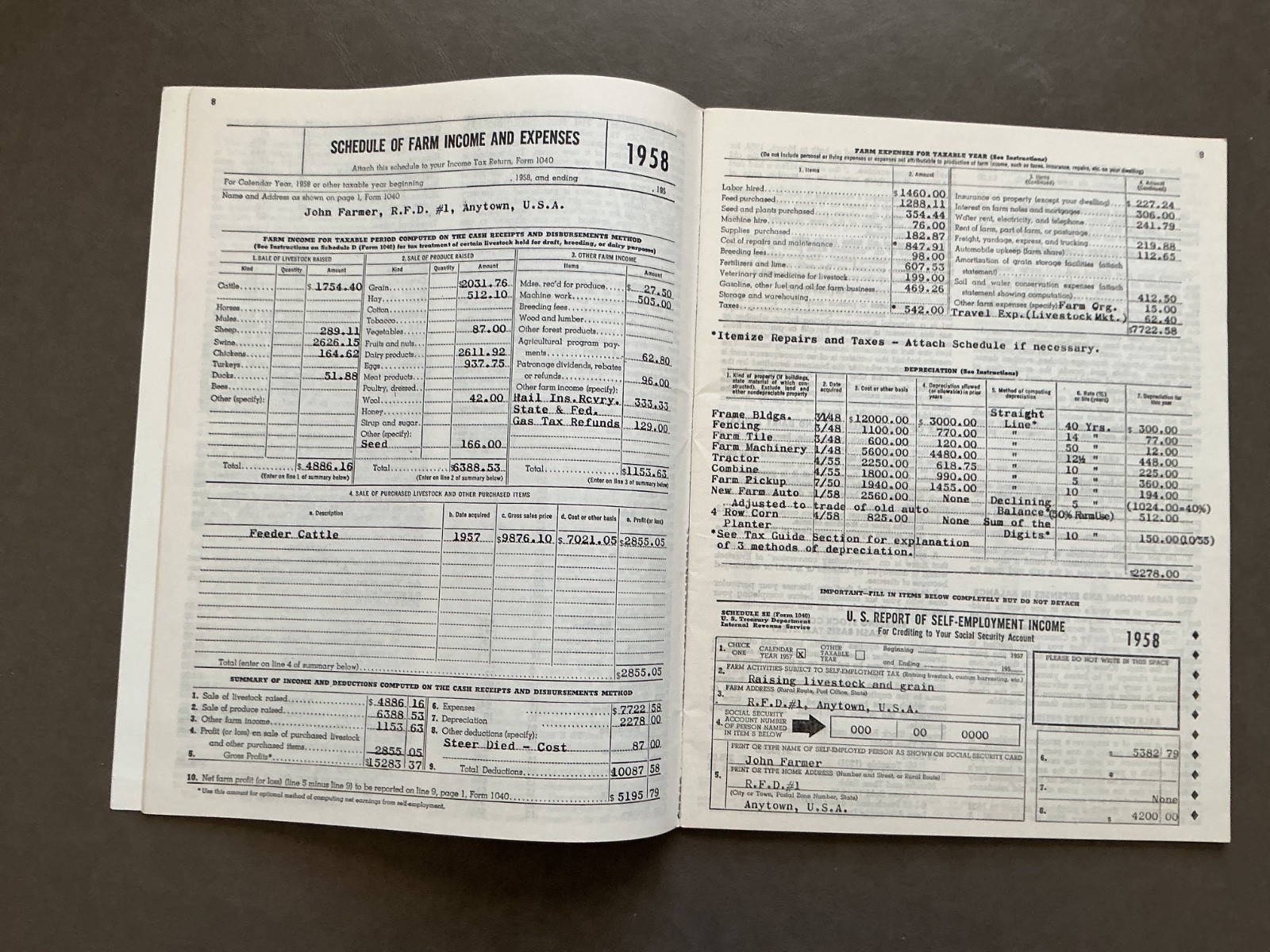 Vintage 1958 Farm Record Book – Botsford Lumber Co. Winona, Minnesota