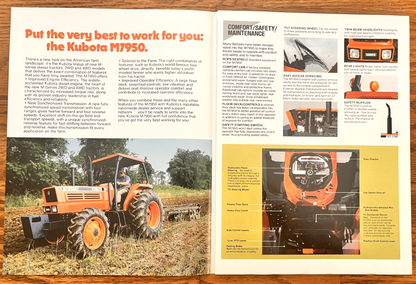 Kubota M7950 Diesel Tractor 2WD 4WD 1985 sales brochure