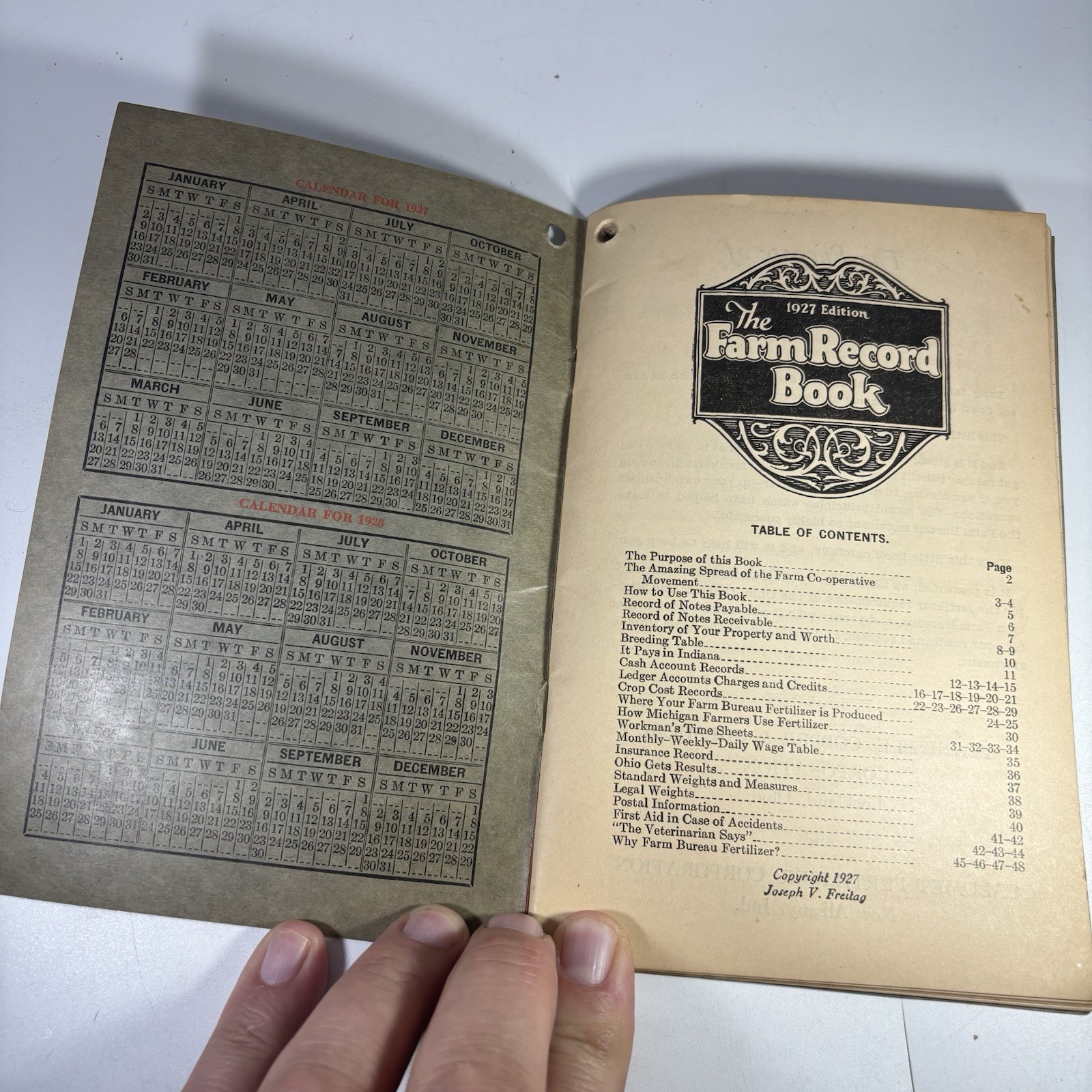 1927 Farm Record Book – Ohio Farm Bureau / Tennessee Copper