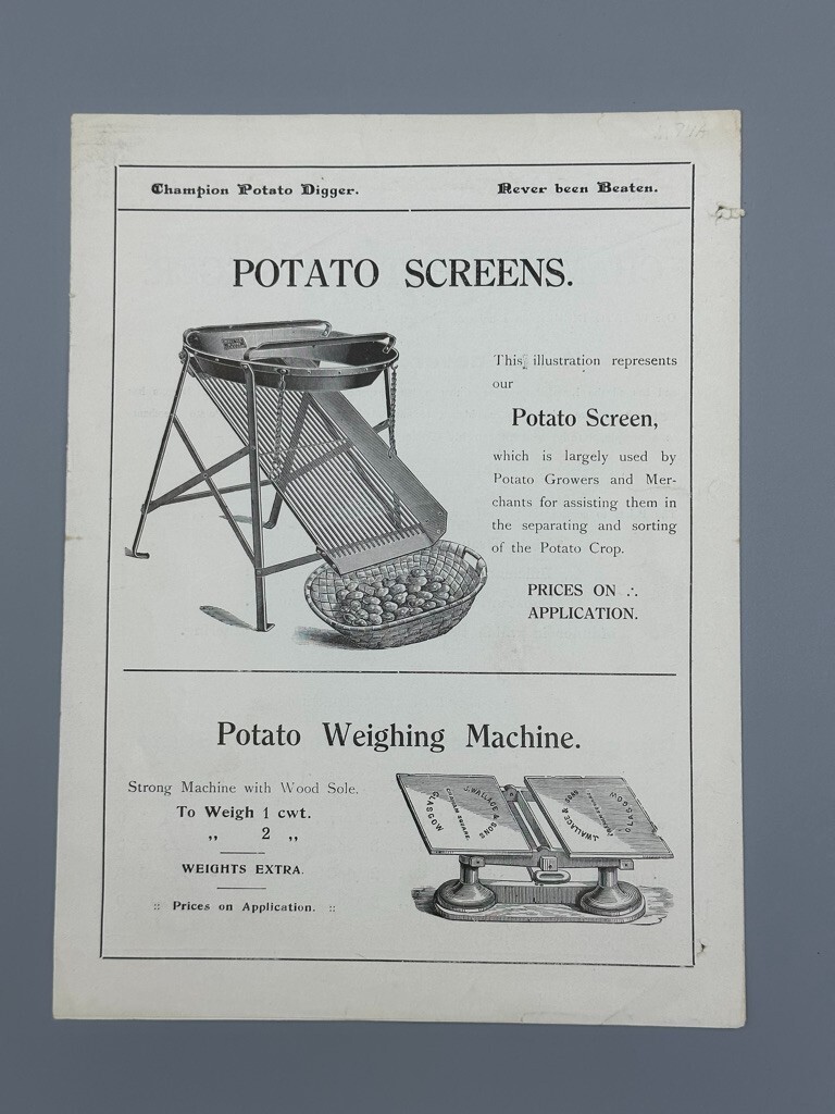 Antique CHAMPION POTATO DIGGER Wallace & Sons GLASGOW Advertising FARM Brochure