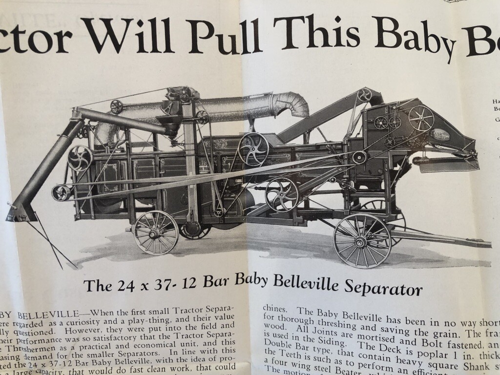 Baby BELLEVILLE THRESHING Antique HARRISON MACHINE WORKS Farm Advertising IL