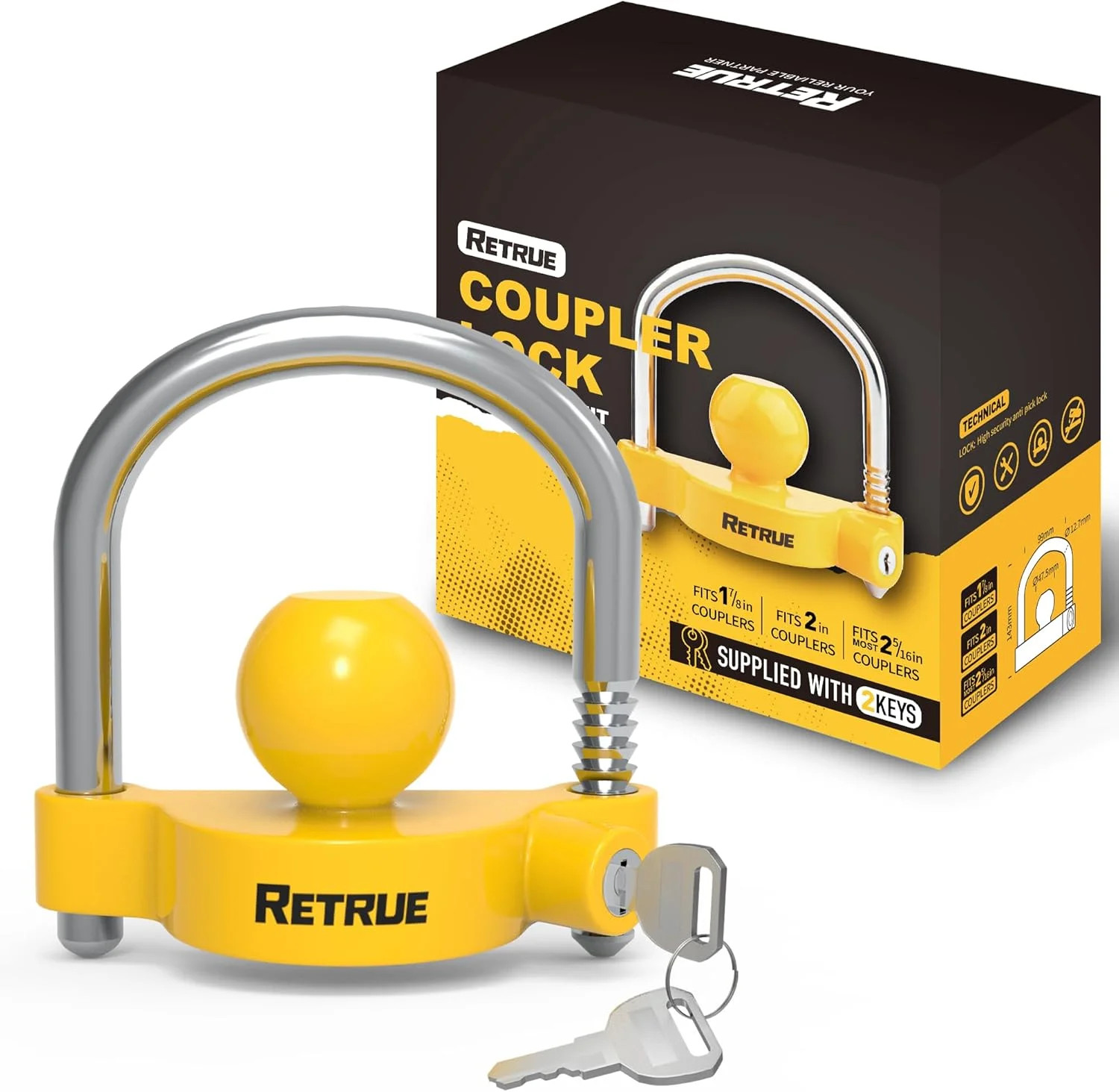 RETRUE Universal Coupler Lock Trailer Locks Ball Hitch Trailer Hitch Lock Adjust