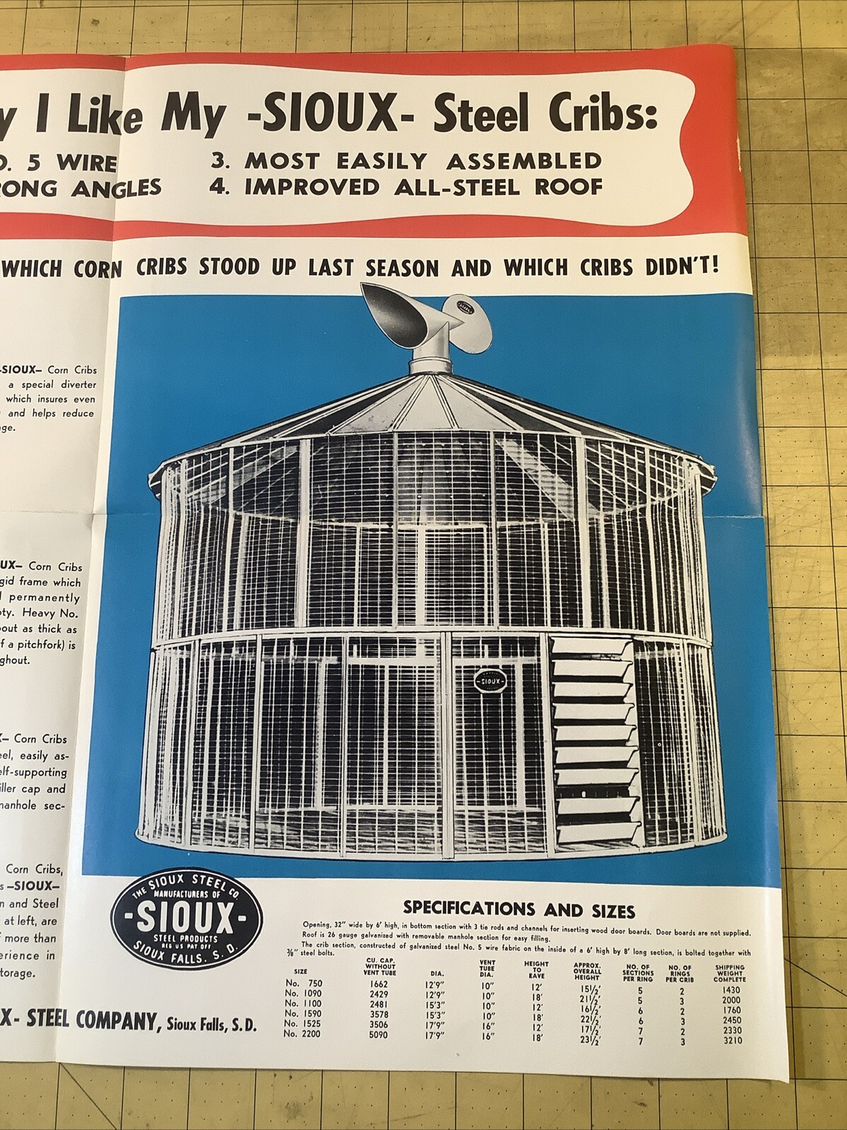 Vintage Sioux Steel Corn Crib Brochure Sioux Steel Products Sioux Falls INVP0371