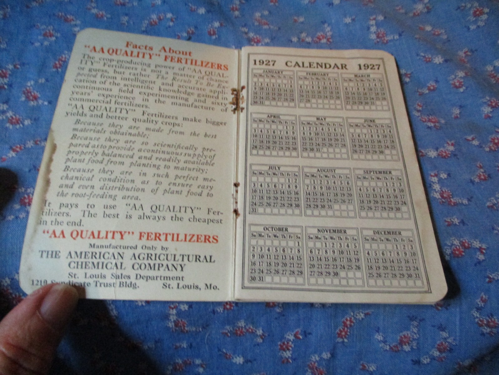 Crop Inventory Record and Memo Book American Agricultural Chemical Co 1927