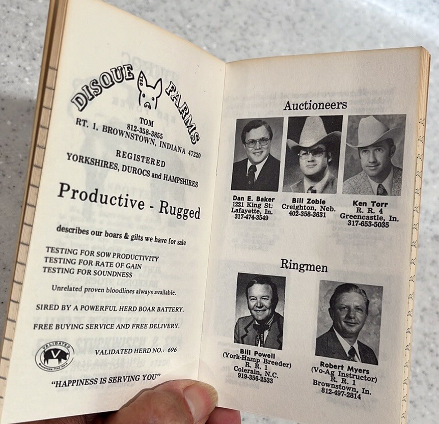 Vtg 70s Jackson County,IN~Purebred Swine Breeders Notebook~Pigs~Swine~MCM Farm