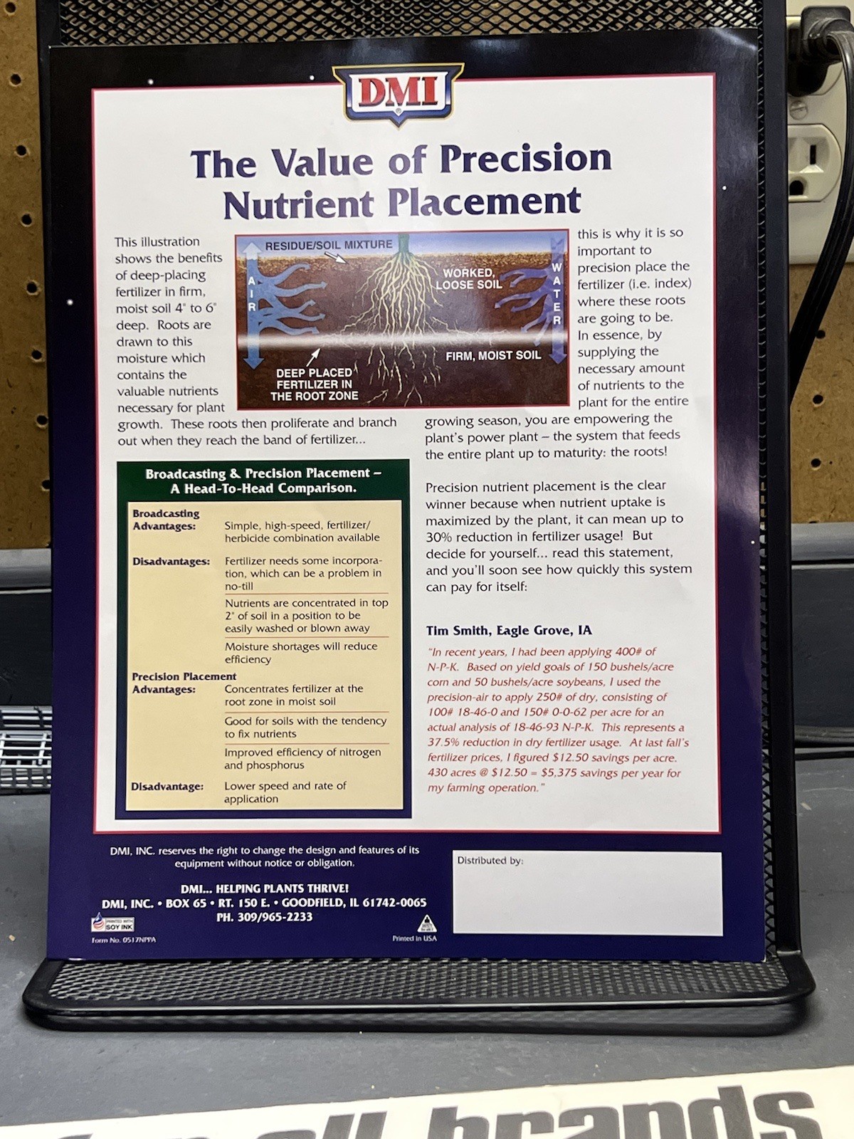 1990s DMI Farm Equipment Precision Placement Goodfield, IL Nutri-Plac’r Brochure
