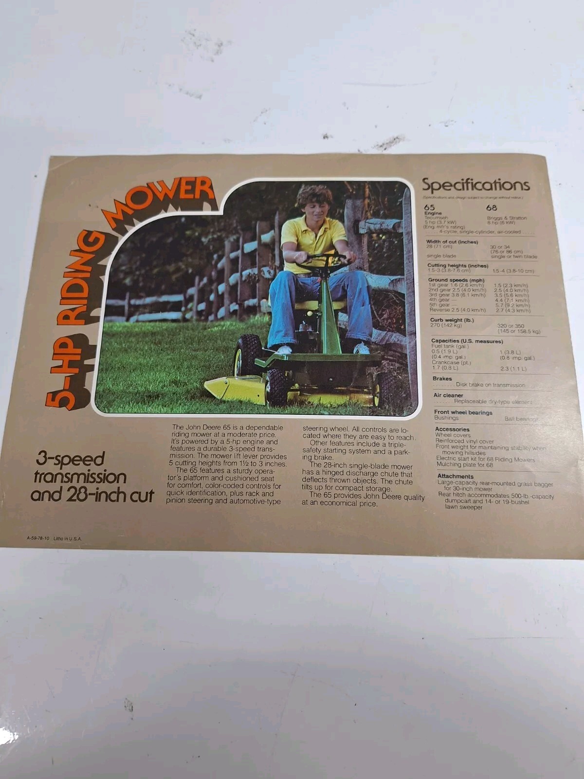 Vintage John Deere Riding Mowers for 1978 Brochure