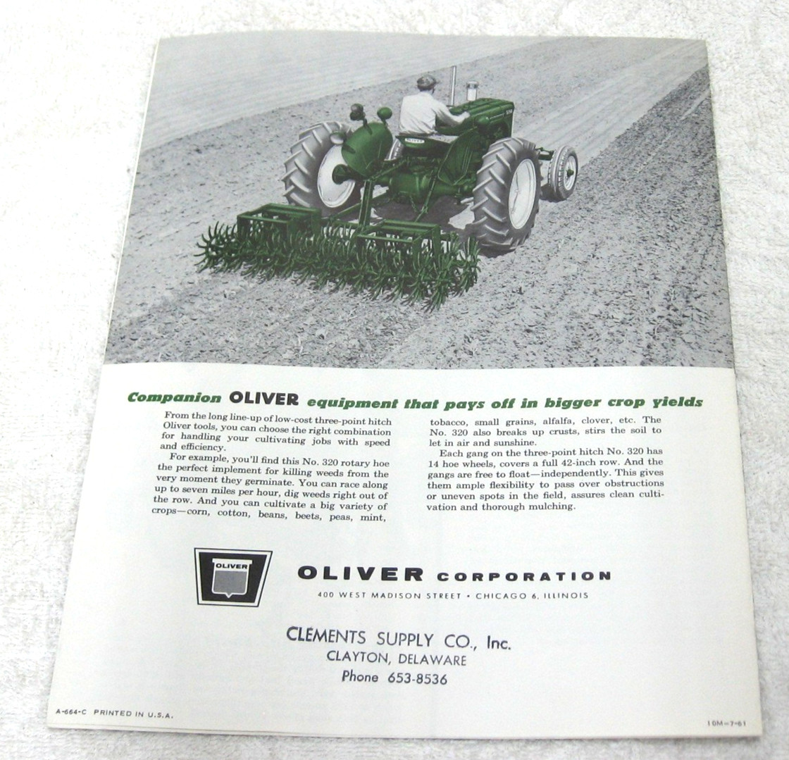 VINTAGE 1961 OLIVER TRACTOR 372 3 POINT HITCH CULTIVATOR BROCHURE ORIGINAL
