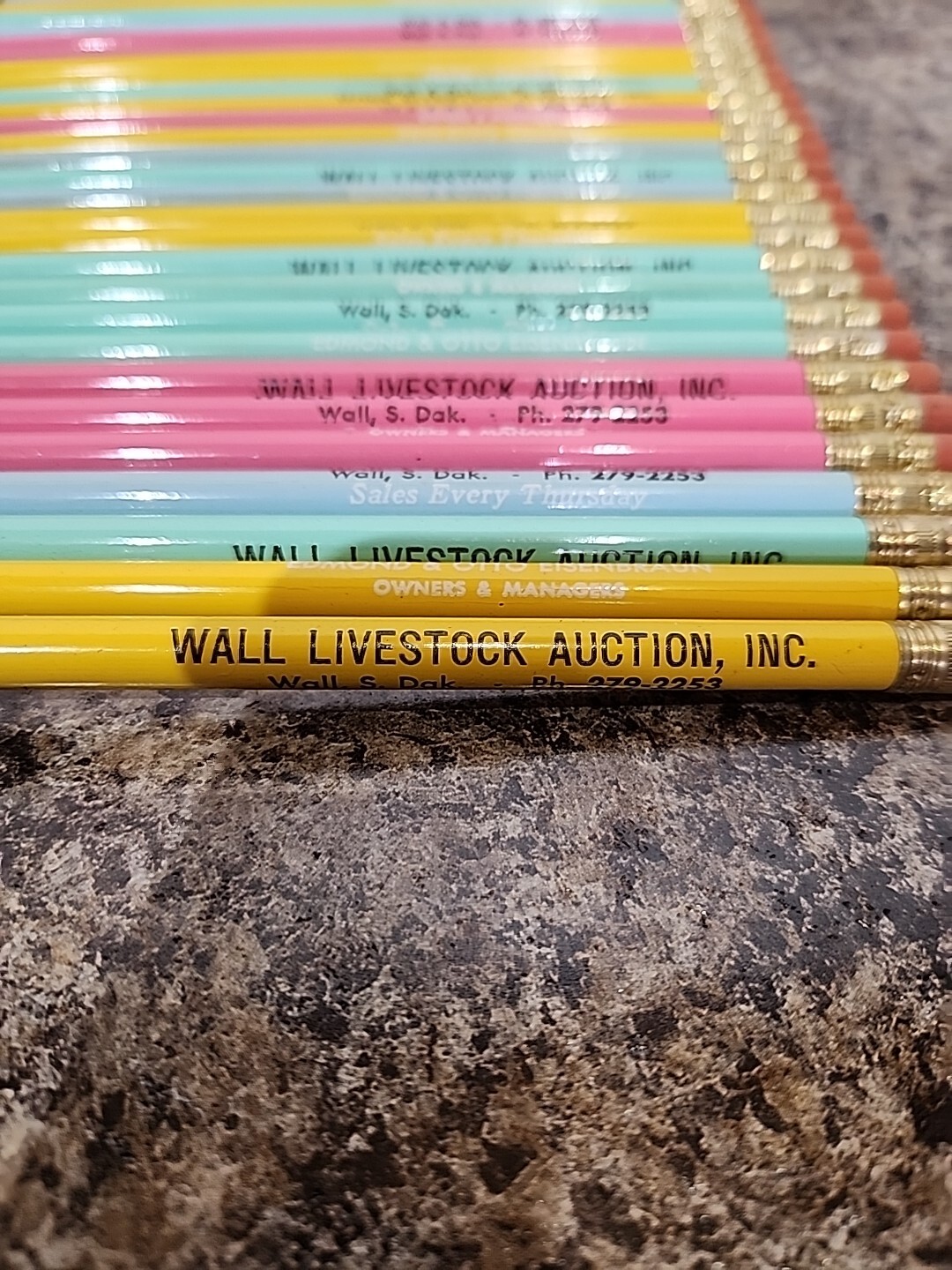 Vtg Lot Wall Livestock Auction Inc Pencils Edmond & Otto Eisenbraun South Dakota