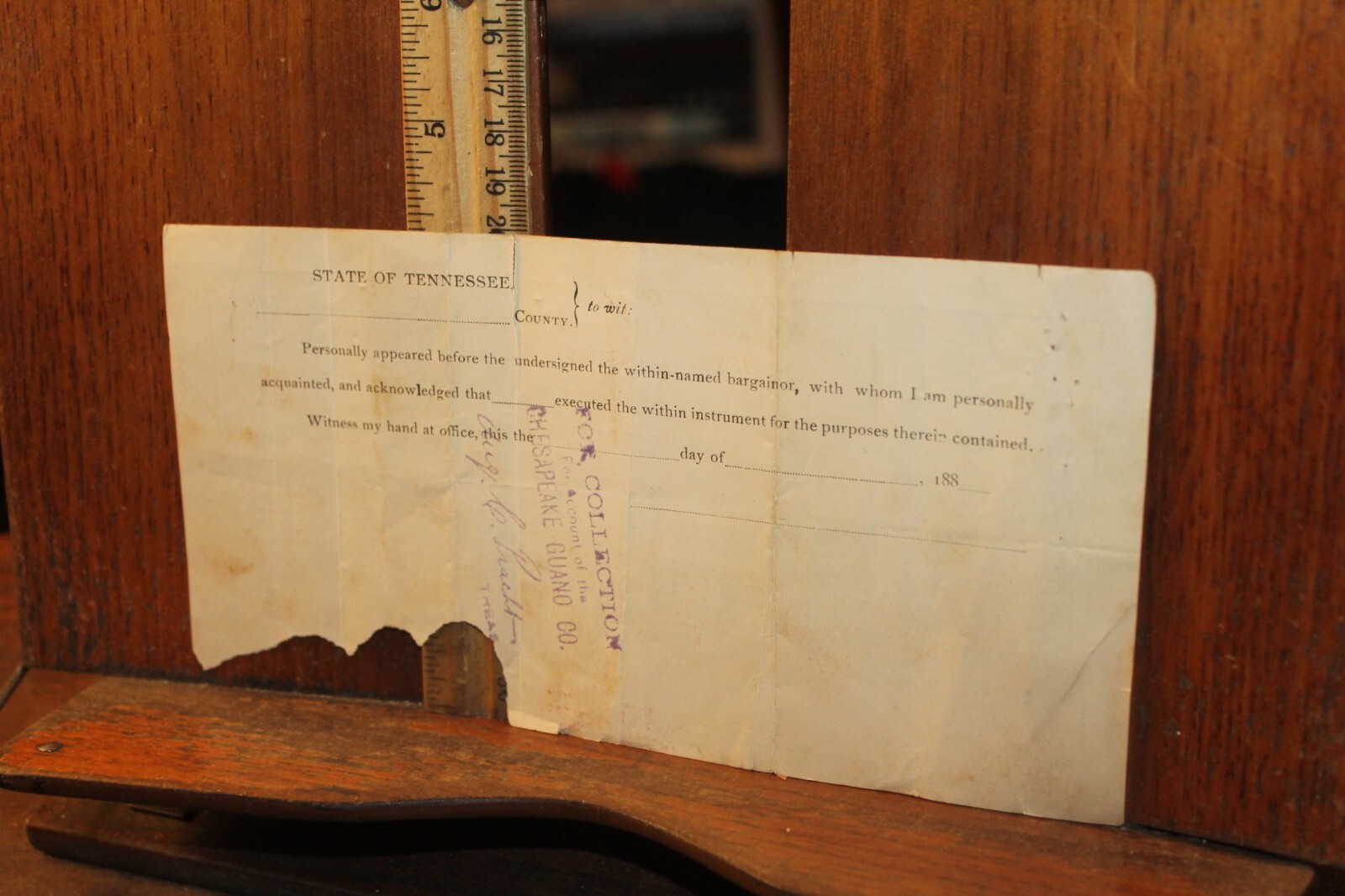 Antique Signed Receipt 1891 Chesapeake Guano Company