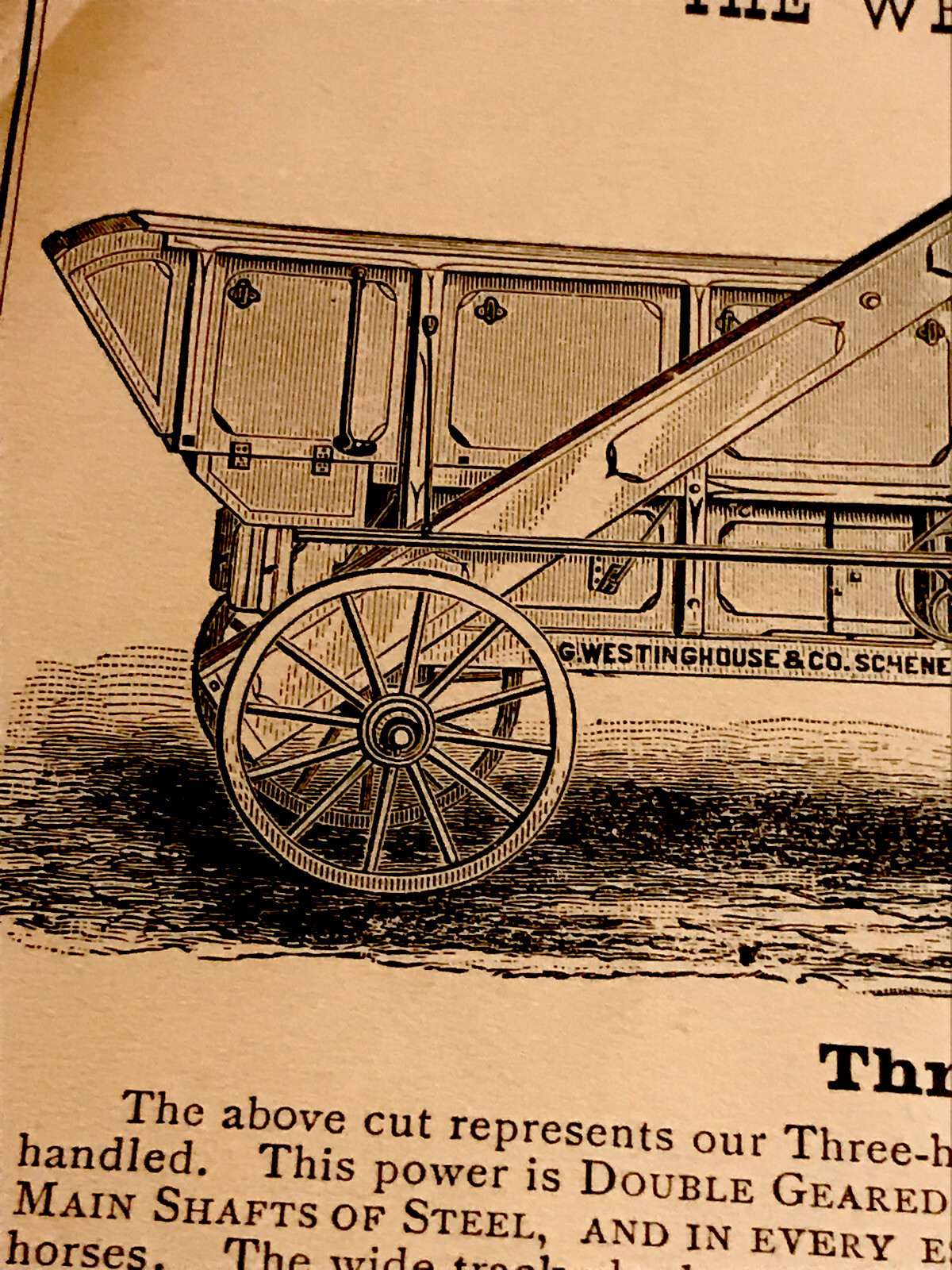 The Westinghouse Tread Power Machines No. 3 Thresher Farm Engraving Advertising