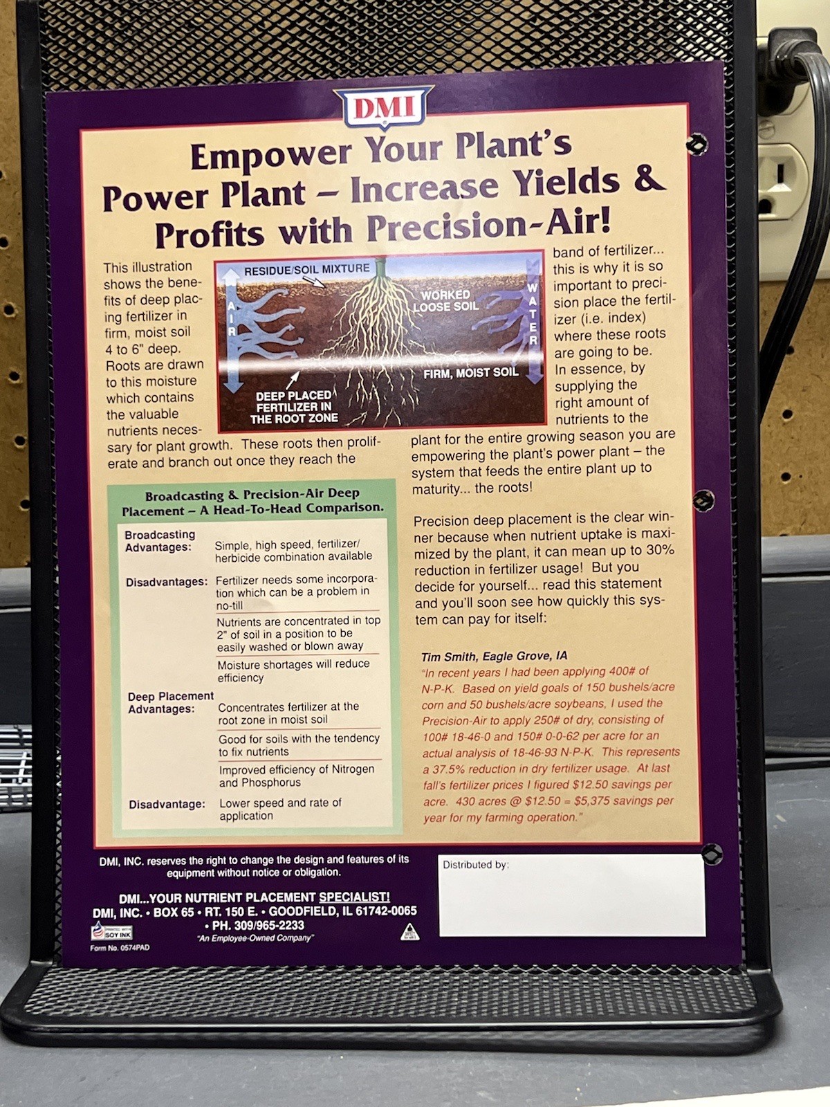 1990s DMI Farm Equipment Precision-Air Goodfield, IL Nutri-Plac’r Brochure