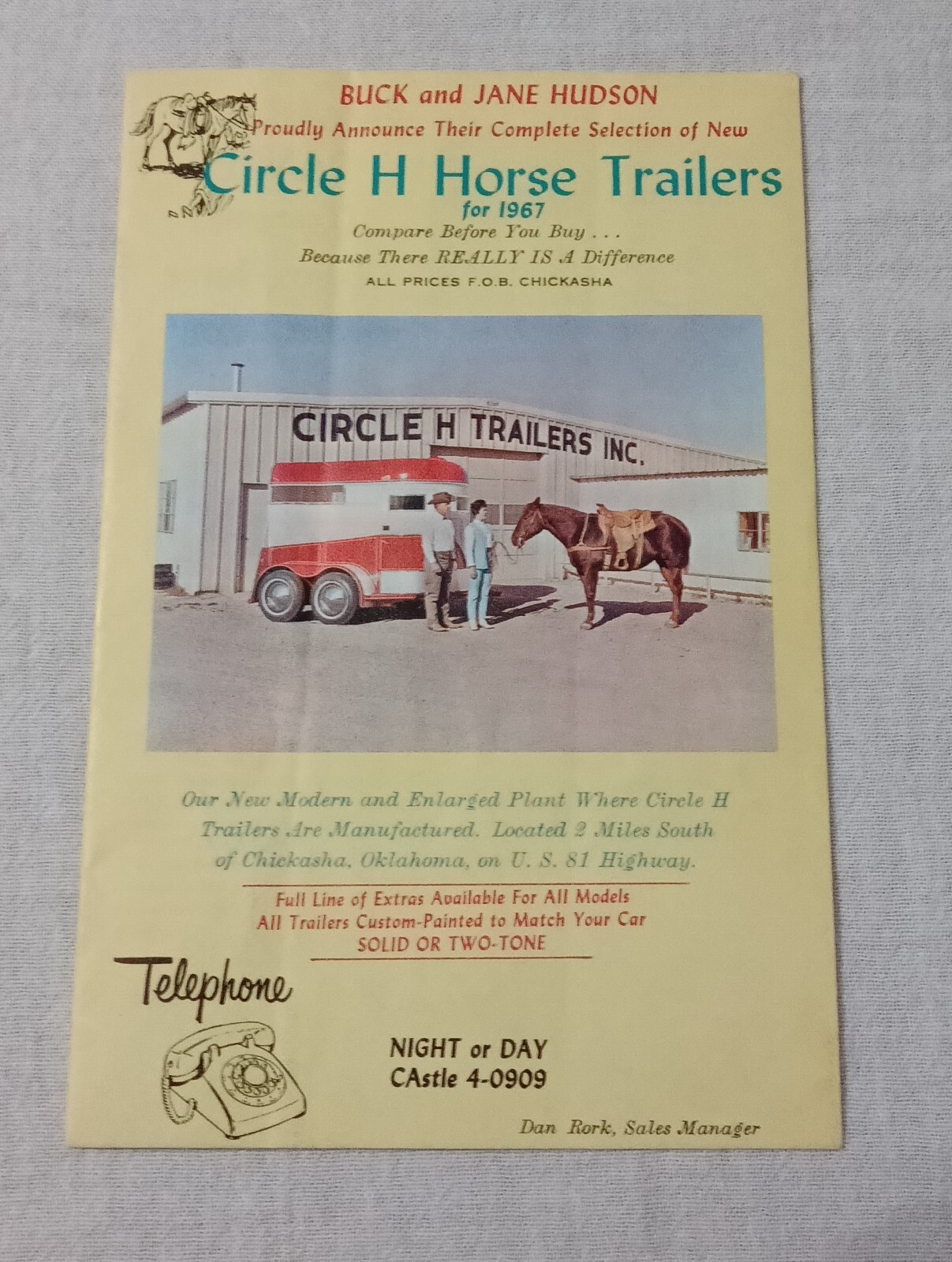 1967 CIRCLE H HORSE TRAILERS CATALOG BROCHURE