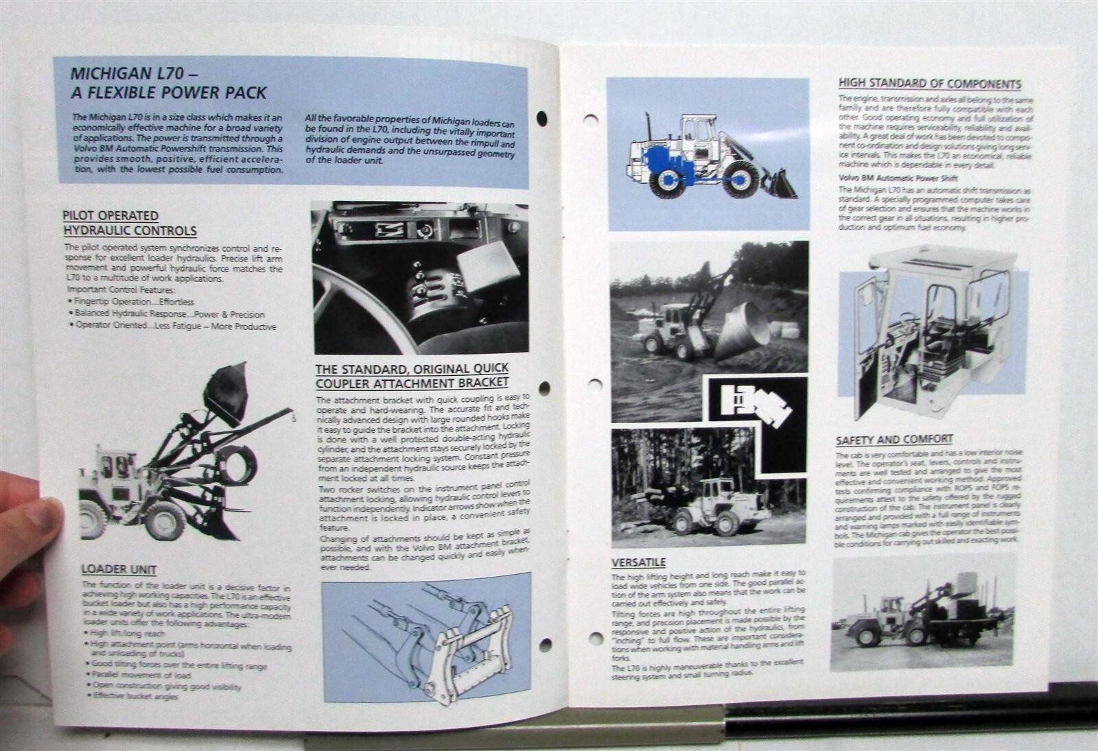 1989 Michigan L70 Wheel Loader Specifications Construction Sales Brochure