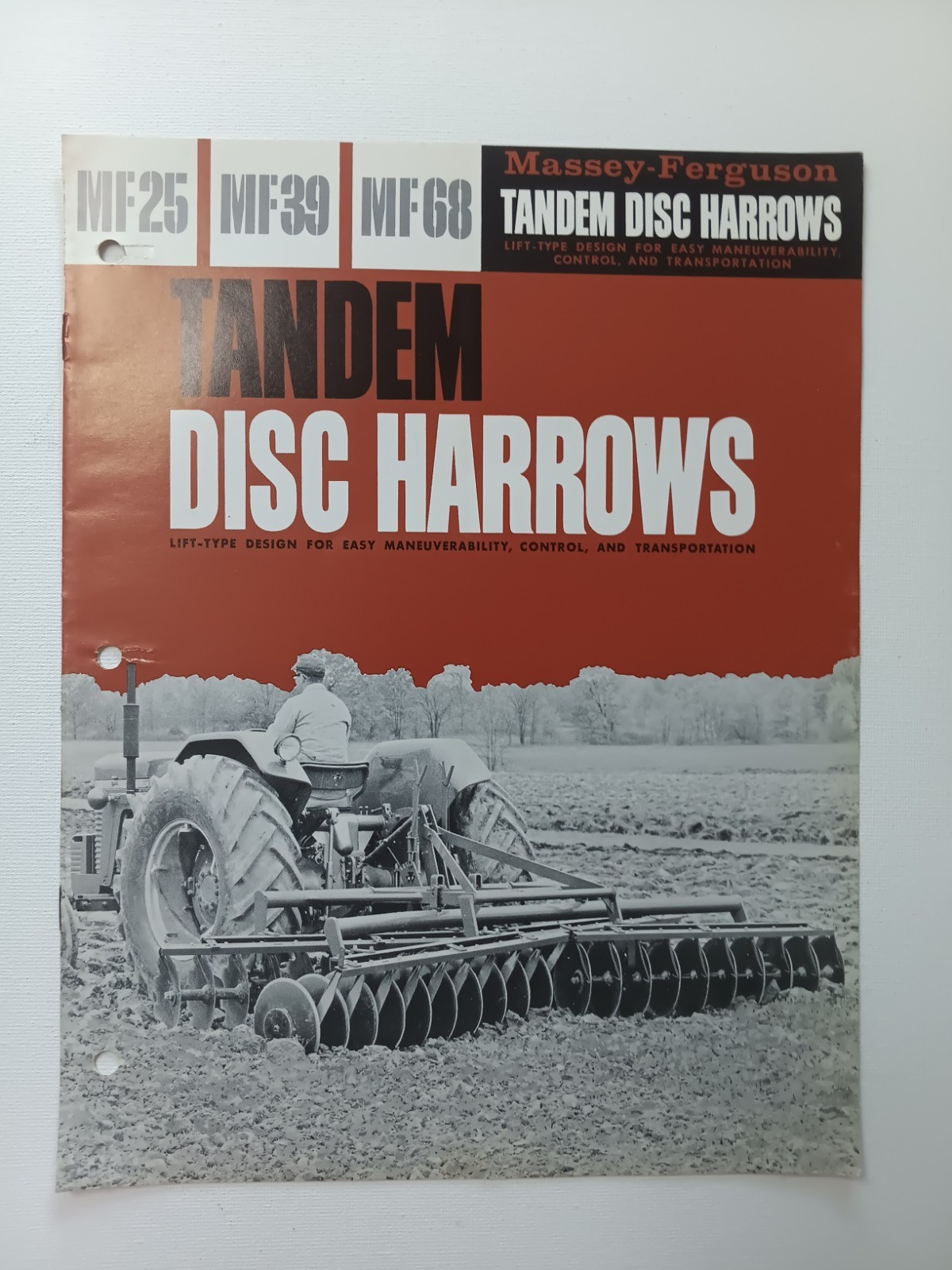 Vintage Massey Ferguson MF 25, 39, 68 Tandem Disc Harrows Dealer Brochure AD