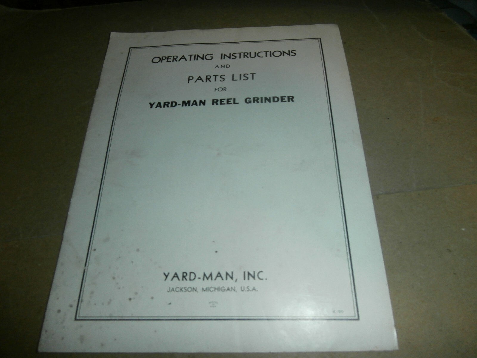 1950 Yard Man Reel Mower Grinder Instruction Manual Parts List