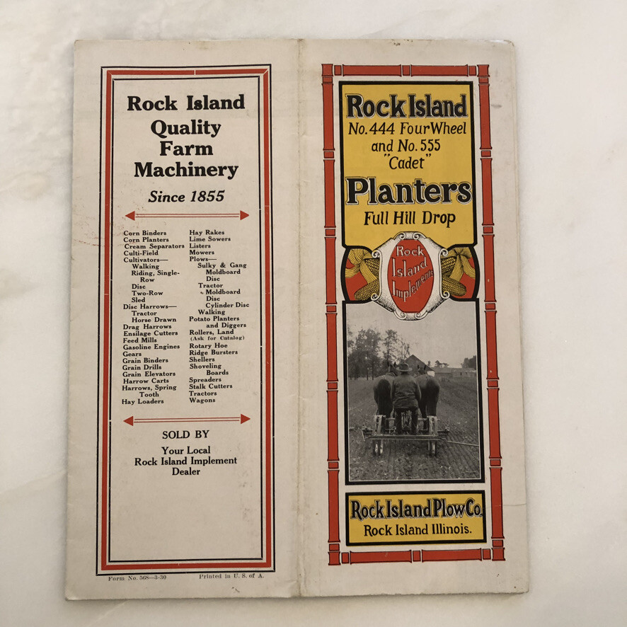 1930 ROCK ISLAND Planter PLOW Co FARM Advertising Antique Brochure POSTER