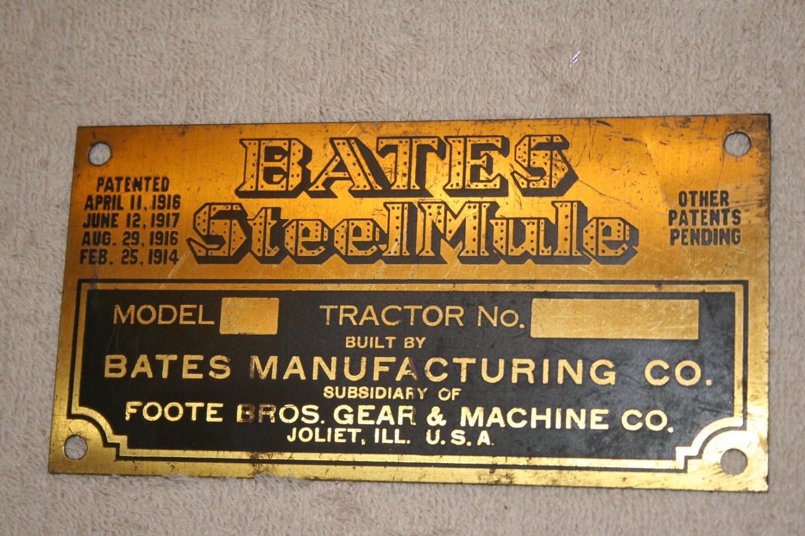 BATES STEEL MULE TRACTOR PLATE