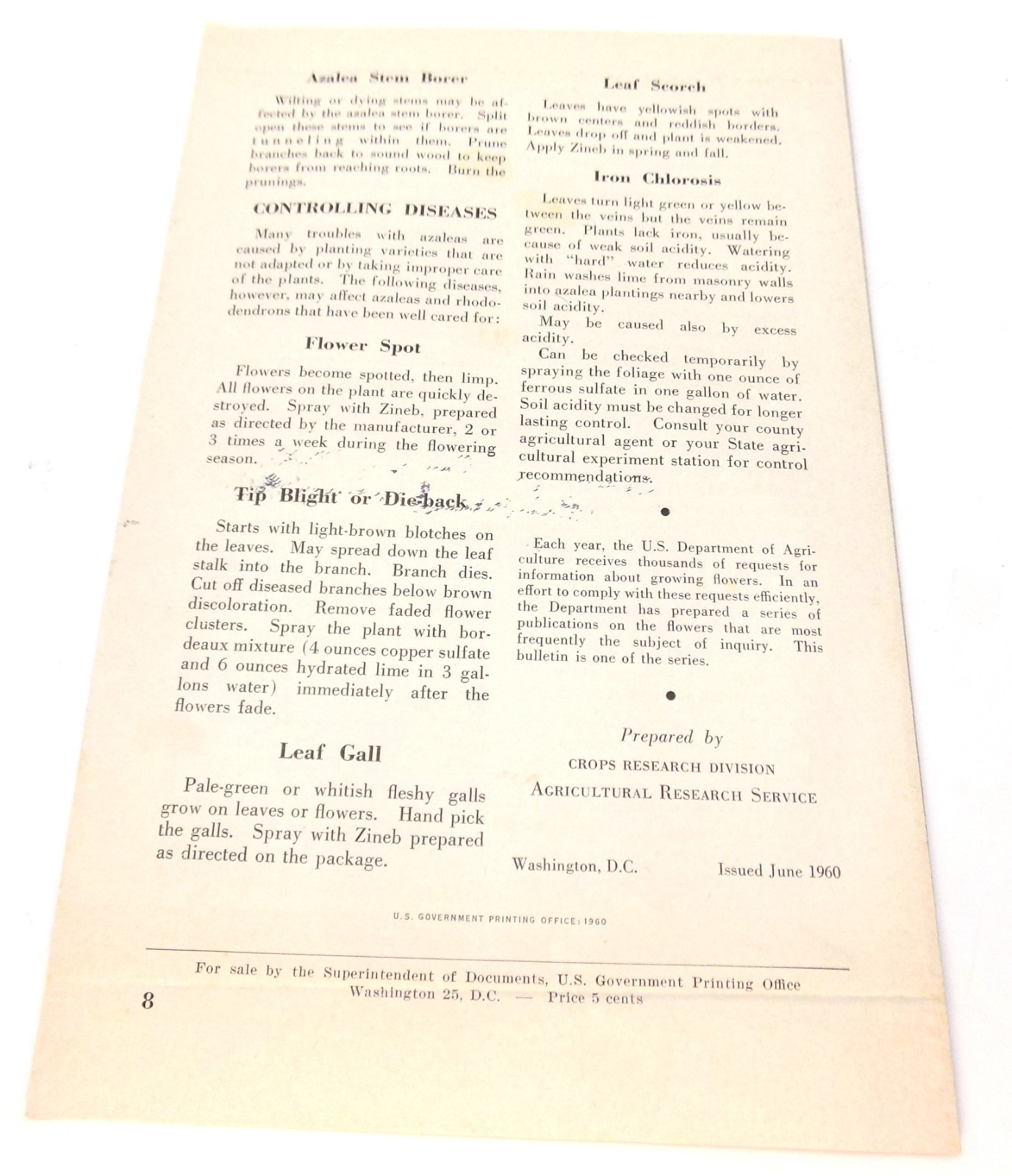 Vntg Growing Azaleas & Rhododendrons US Dept Ag Home & Garden Bulletin # 71 1960
