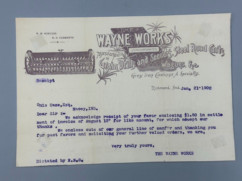1888 & 1902 WAYNE WORKS Grain Drills Wagons FARM Advertising RICHMOND INDIANA