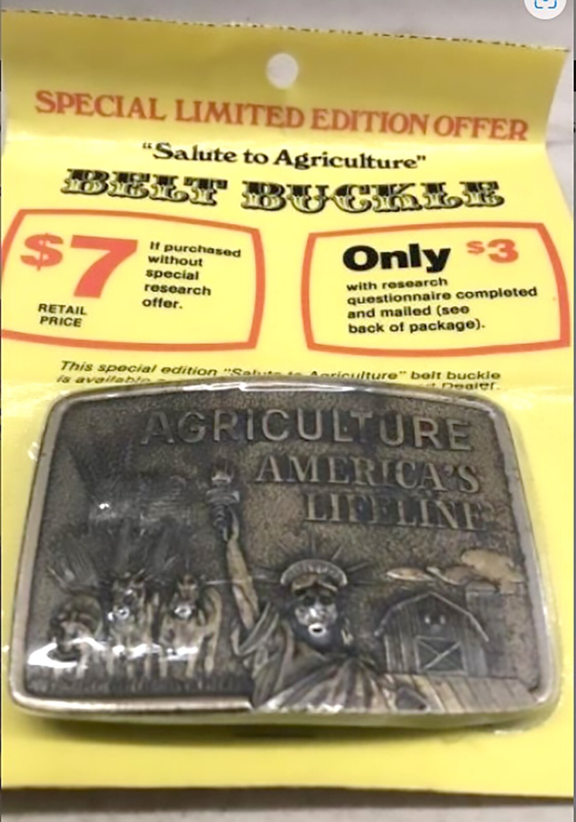 1979 Limited Edition « Salute to Agriculture » Brass Belt Buckle New in Package