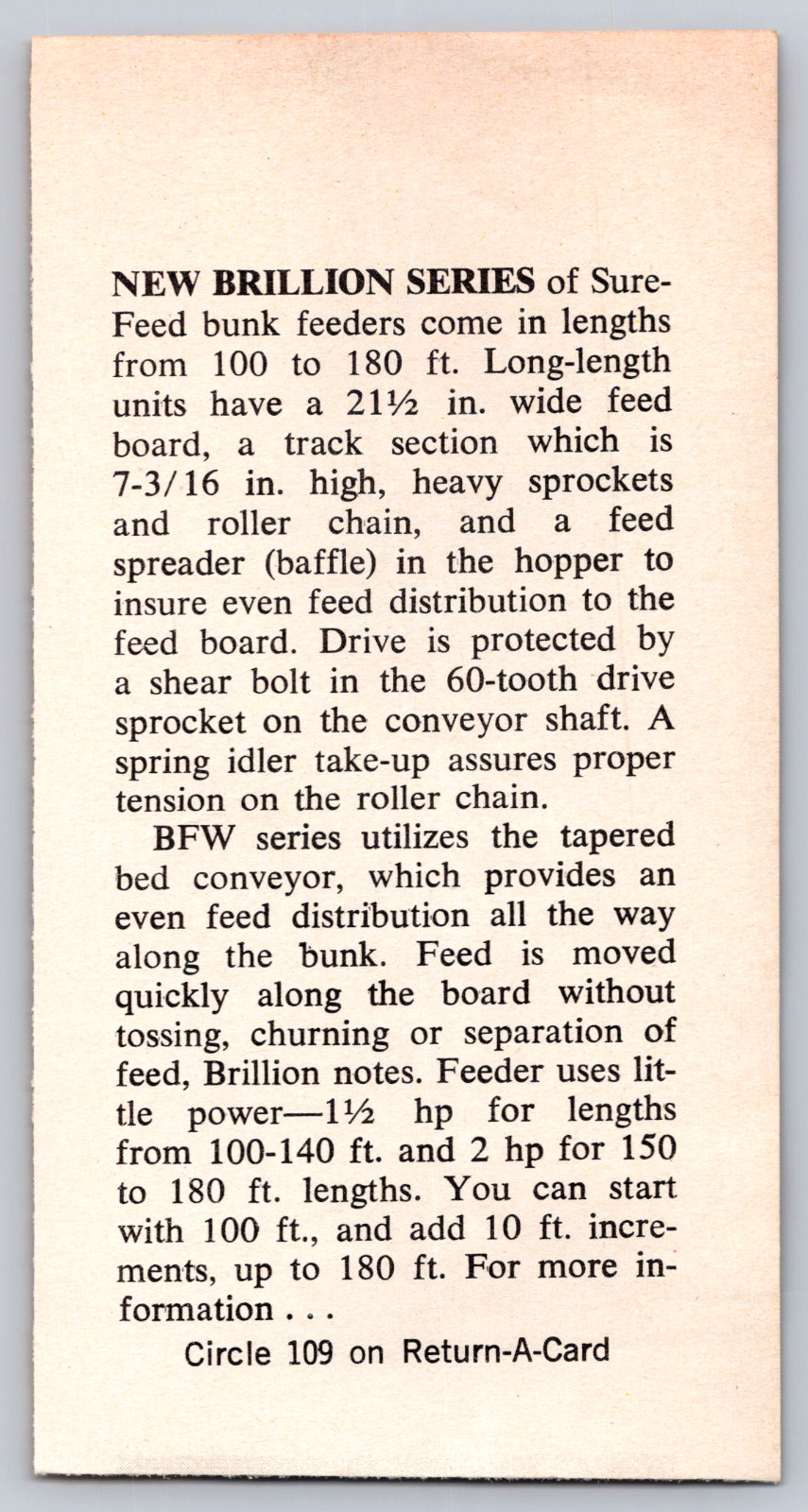 1973 Print Ad BFW Brillion Series Sure Feed Bunk Feeders