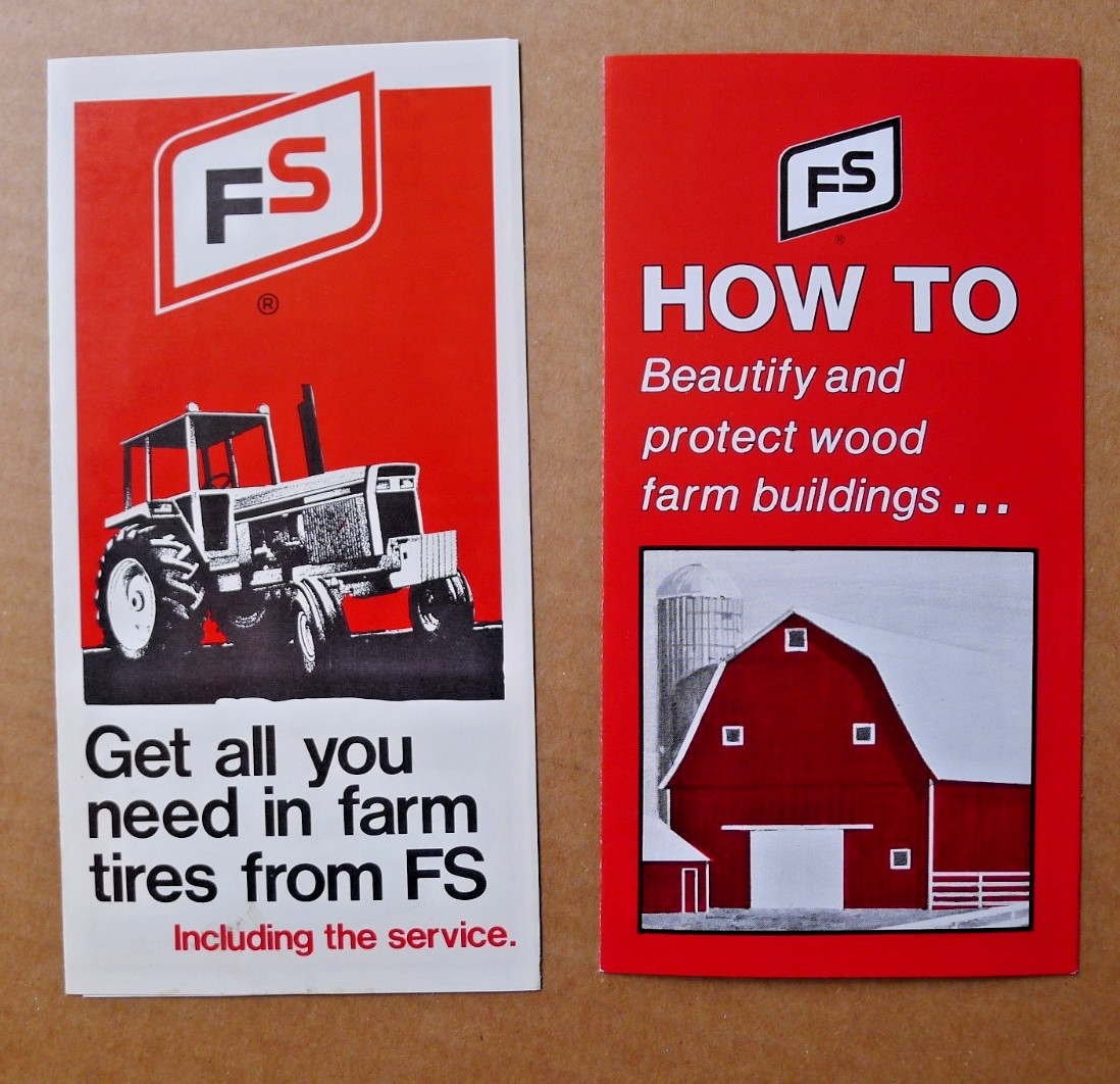 Vintage FS Farmers Service Pocket BROCHURES Tractor Tires Barn Paint