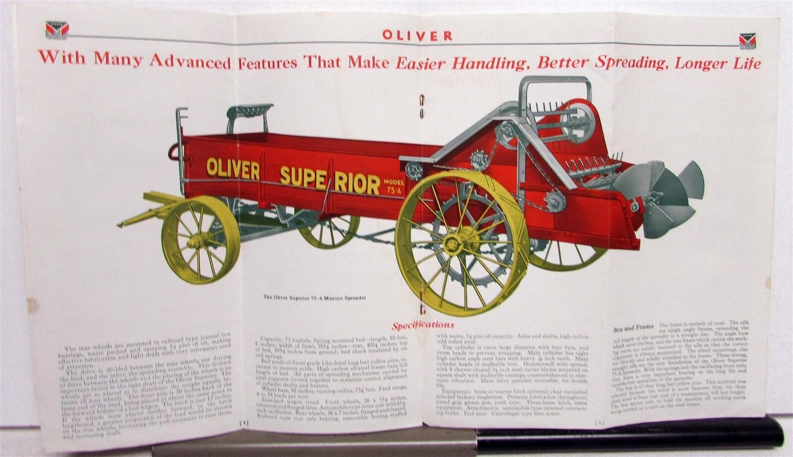 1932 Oliver Superior Spreader Specifications Agricultural Sales Brochure