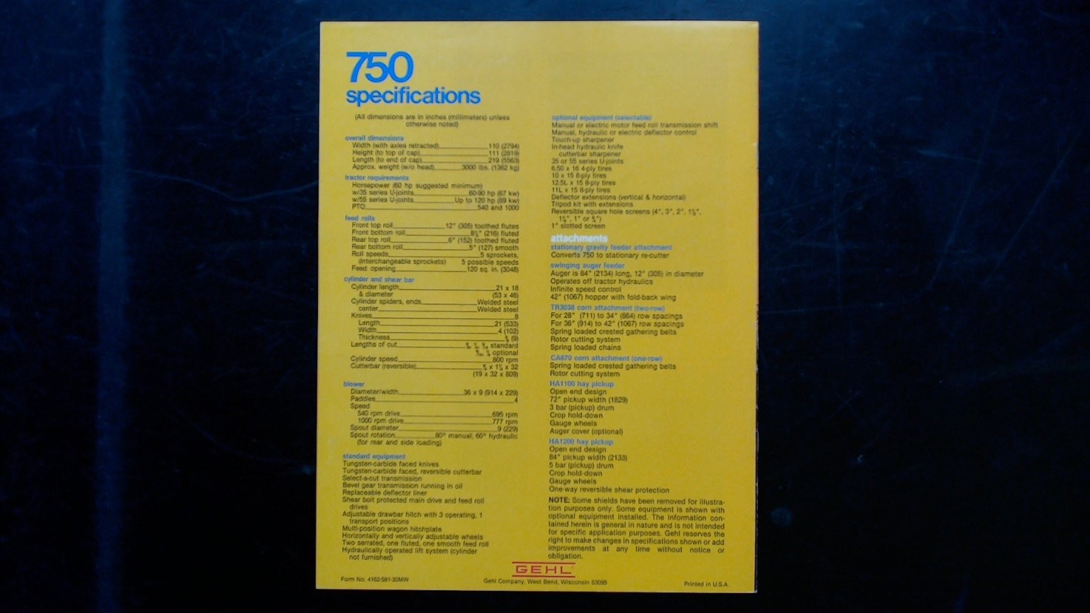 GEHL Forage Harvester 750 Brochure Vintage Agricultural Equipment