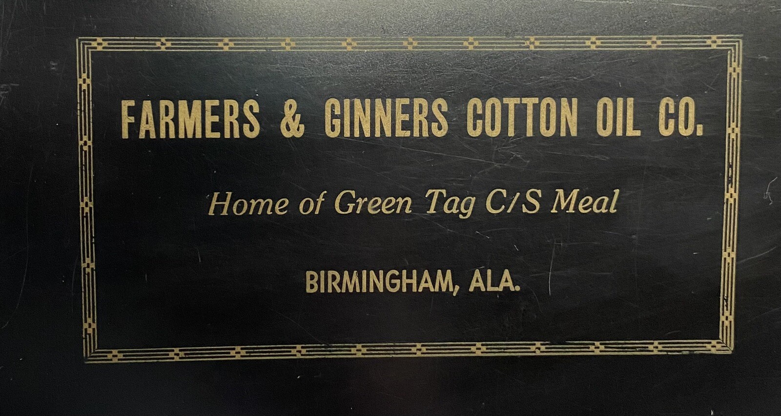 Vintage Farmers & Ginners Cotton Oil Co. Green Tag Mill Documents Metal Box
