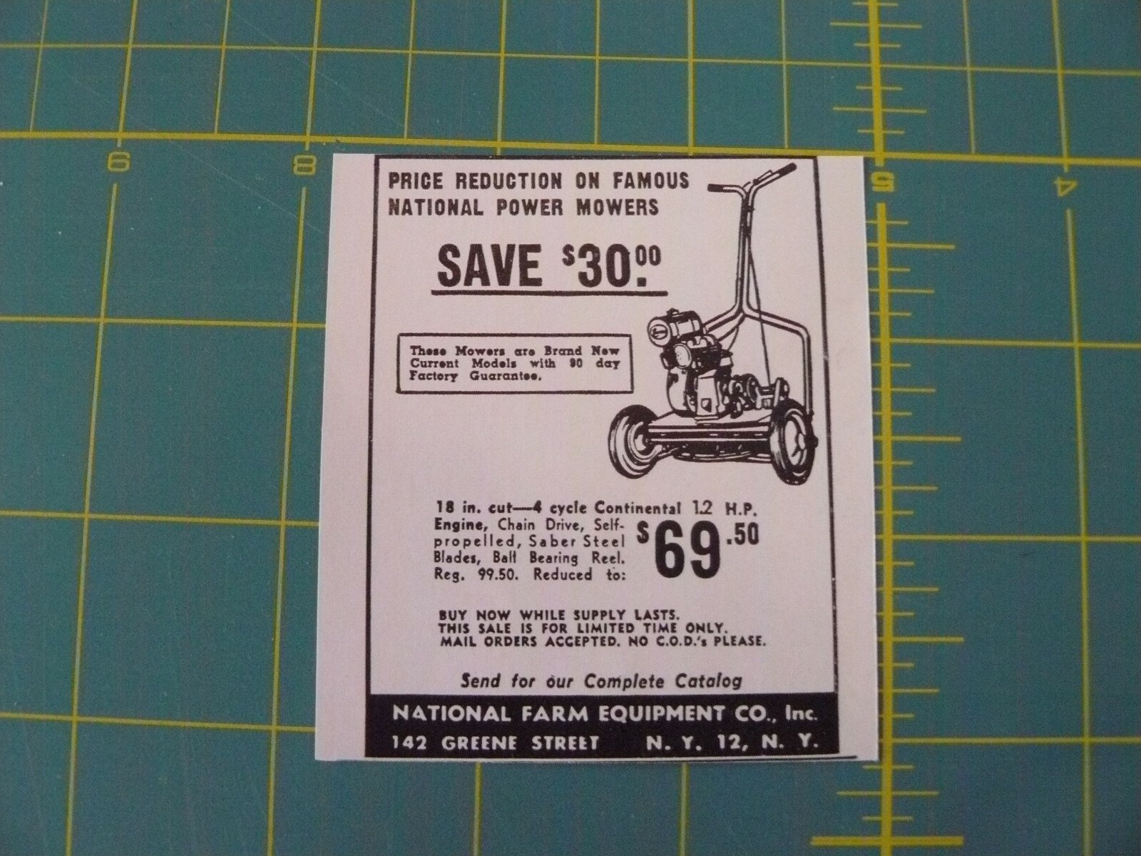 THE FARM QUARTERLY- SUMMER 1957-AD- NATIONAL FARM EQUIPMENT -MOWER/ New York, NY