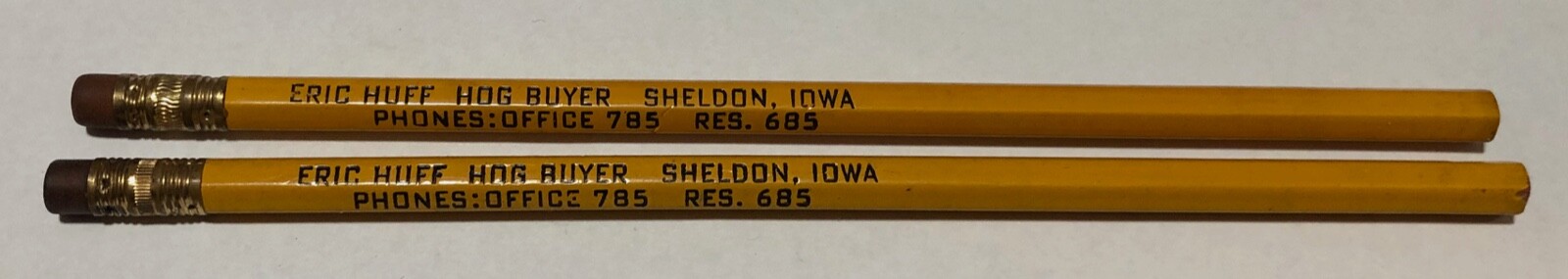Vintage Sheldon Iowa Eric Huff Hog Buyer Livestock Pencils Unsharpened