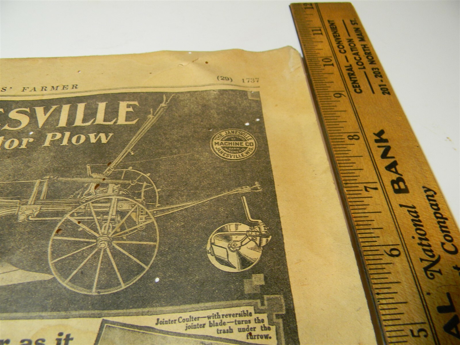 Vintage 1917 Janseville Machine Co. Tractor Plow Man Cave 1910&rsquo;s Print Ad 5A11